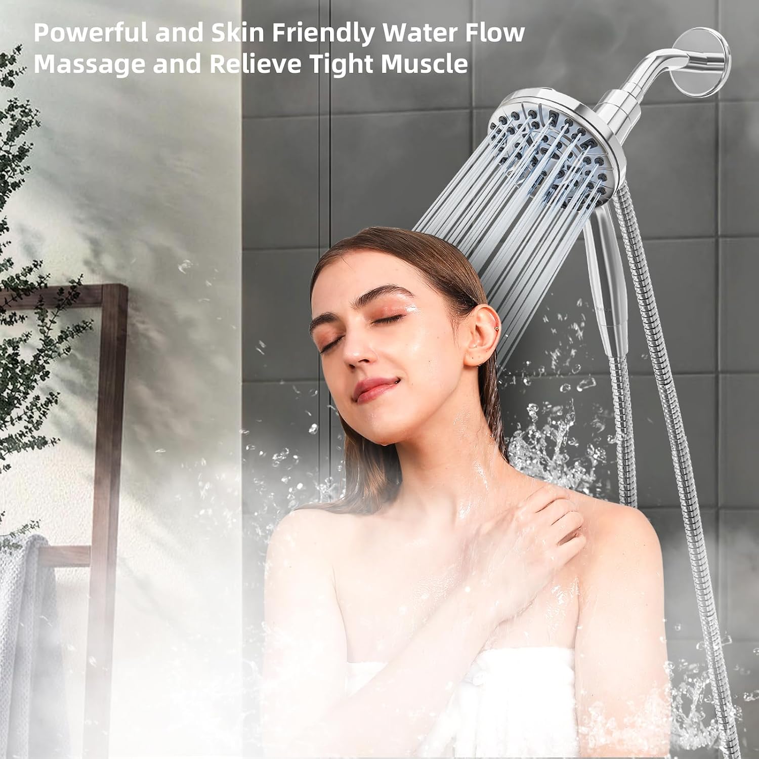 9 Settings High Pressure Magnetic Shower Head with Handheld | Power Wash for Tub&Tile, Magnetic Bracket, Pause Mode for Water Saving, Easy Clean Nozzles, 6ft Hose, Premium Chrome