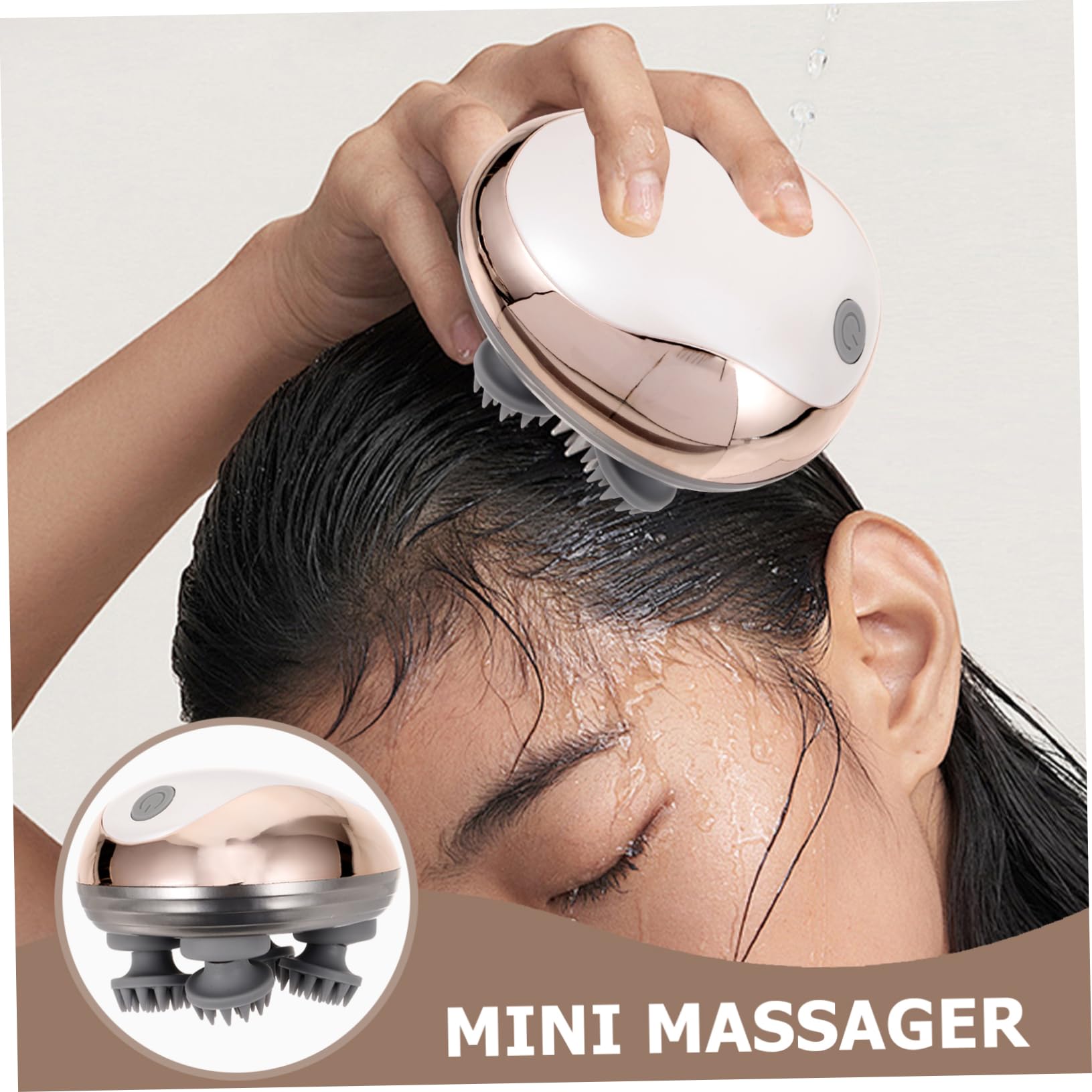 Mini Masajeador de Cabeza Eléctrico Técnicas de Masaje y Vibraciones Recargable Material Abs y Silicona, Adecuado para Ducha y Baño Relajante