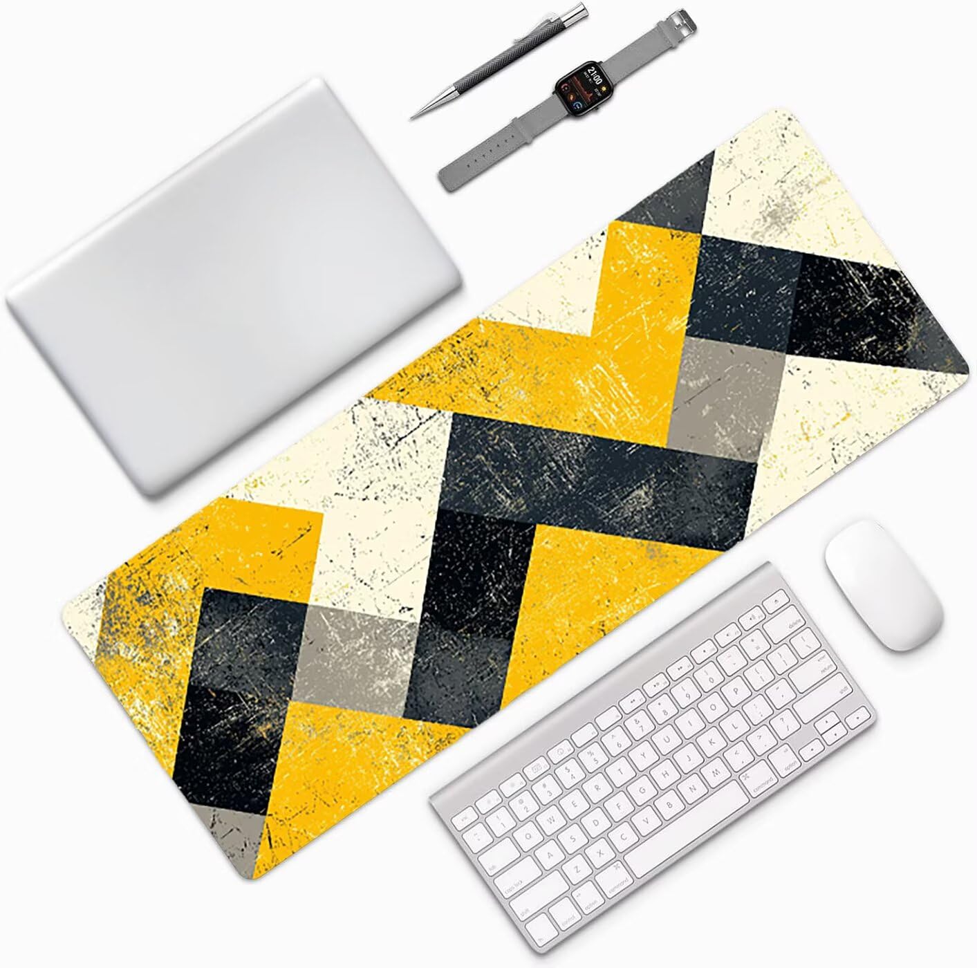 Lpfieonn Retro Schreibtischunterlage XXL, Beige Schreibtischunterlagen Großes, Gaming Mousepad XXL mit ernähter Rand und Rutschfeste Gummibasis, Desk Mat für PC/Laptop/Mausa 120x60cm PF-3276