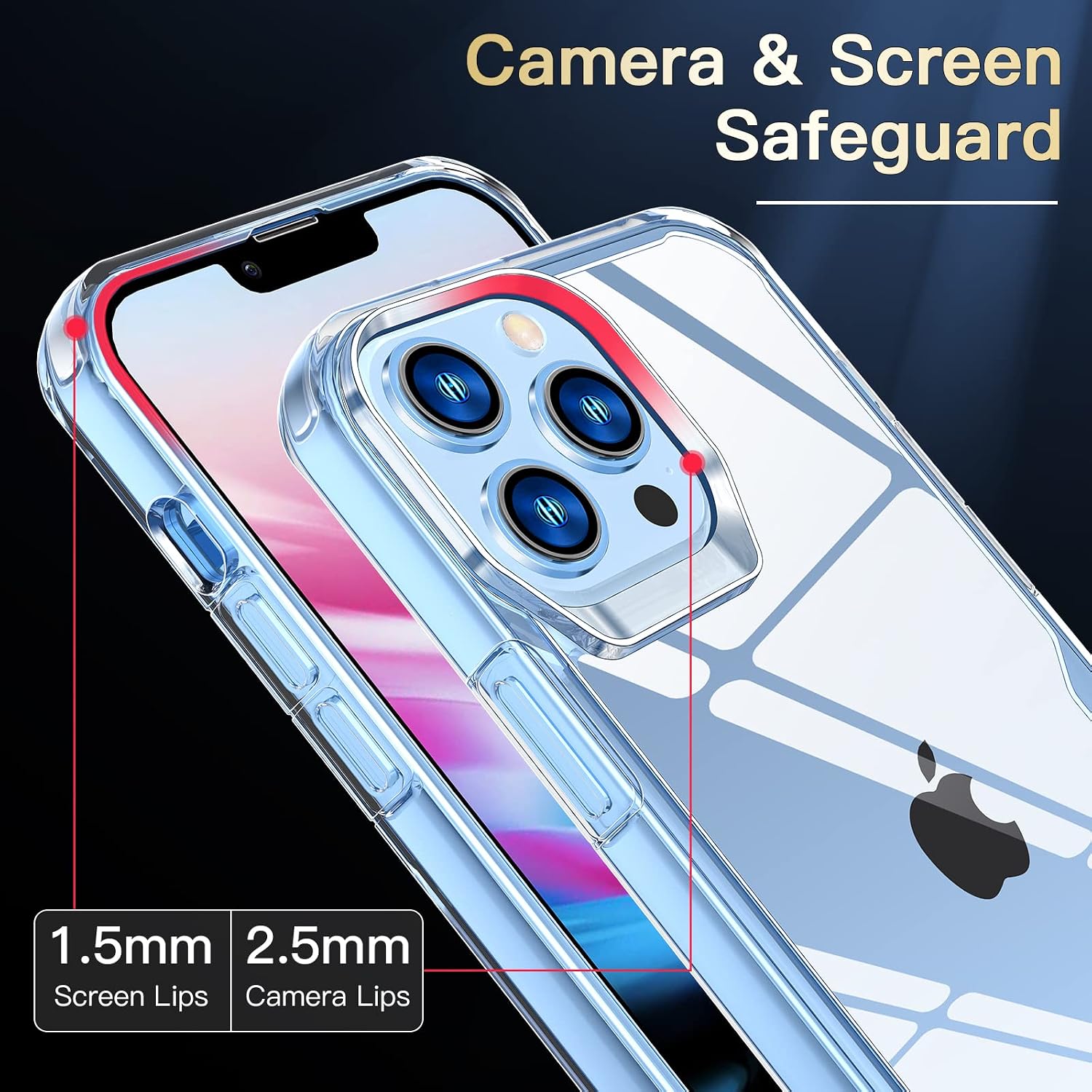 W-3PMGROUP Upgraded【Shatter-Proof Corners】Clear Designed for iPhone 13 Pro Max Case, Military-Grade Drop Proof Protection Phone Case,Anti-Yellowing Scratch Resistant Shockproof Protective Cover-Clear