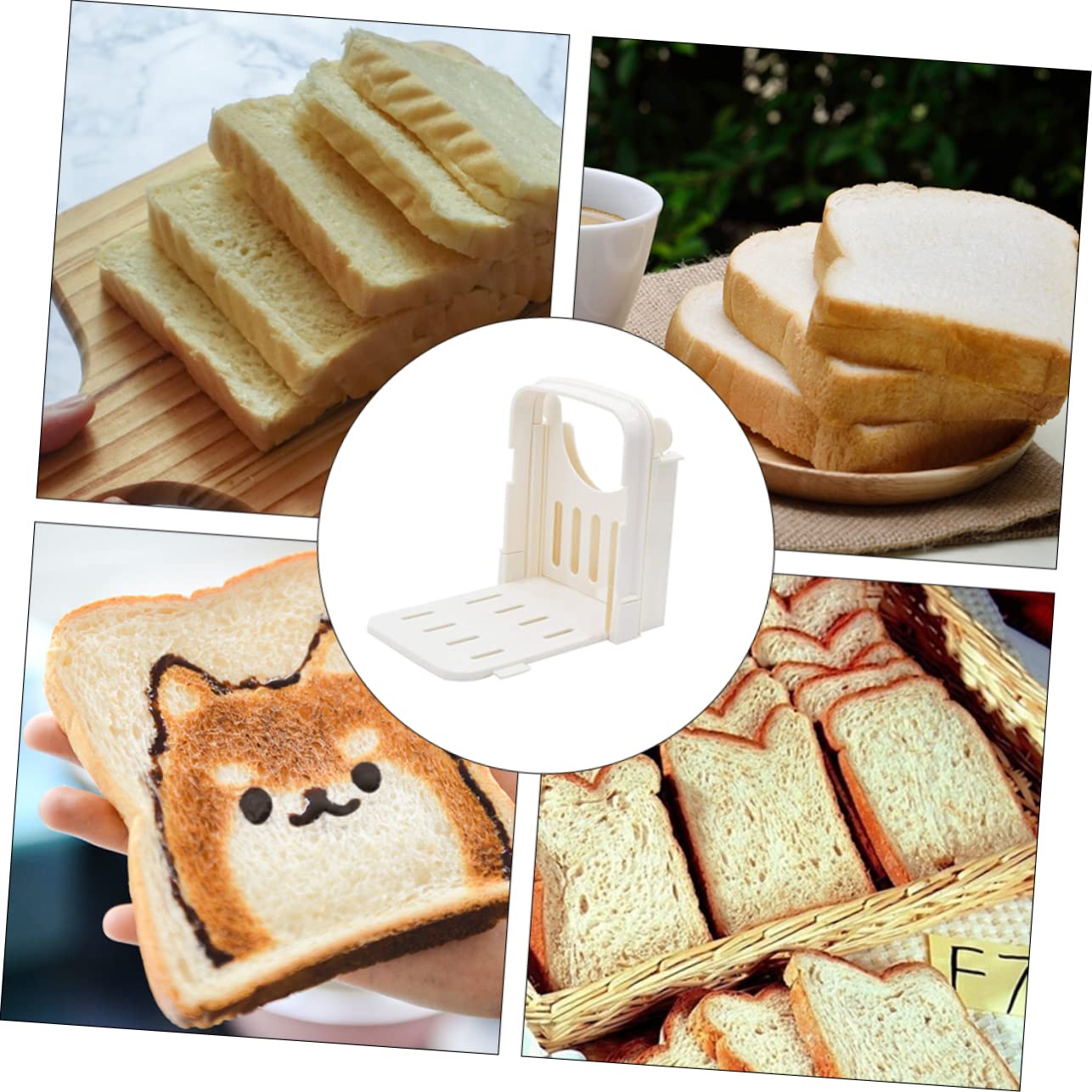 OFFSCH 2Pcs Foldable Plastic Bread Slicer Toast and Loaf Cutter for Even Sandwich Slices Kitchen Tool for Bread Bagels Ham Cheese and Vegetables