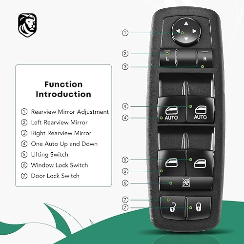 Miniatura 9 de YHTAUTO Interruptor de ventana Master Power para el lado del conductor para Chrysler Town & Country, Dodge Grand Caravan, Ram 1500 2500 3500, 3+9