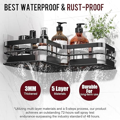 Miniatura 5 de Organizador de ducha de gran capacidad, organizador de ducha adhesivo resistente con jabón de diseño estético personalizado, estantes de ducha