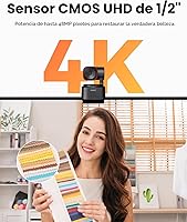 Vista 3 de OBSBOT Tiny 2 Lite Cámara web 4K para PC, cámara de transmisión PTZ con seguimiento AI con sensor de 1/2 pulgada, control de gestos, 60 FPS, HDR