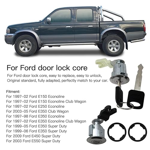 Miniatura 5 de Juego de cilindros de cerradura de puerta de metal con llaves para camión Mazda B3000 1995-02