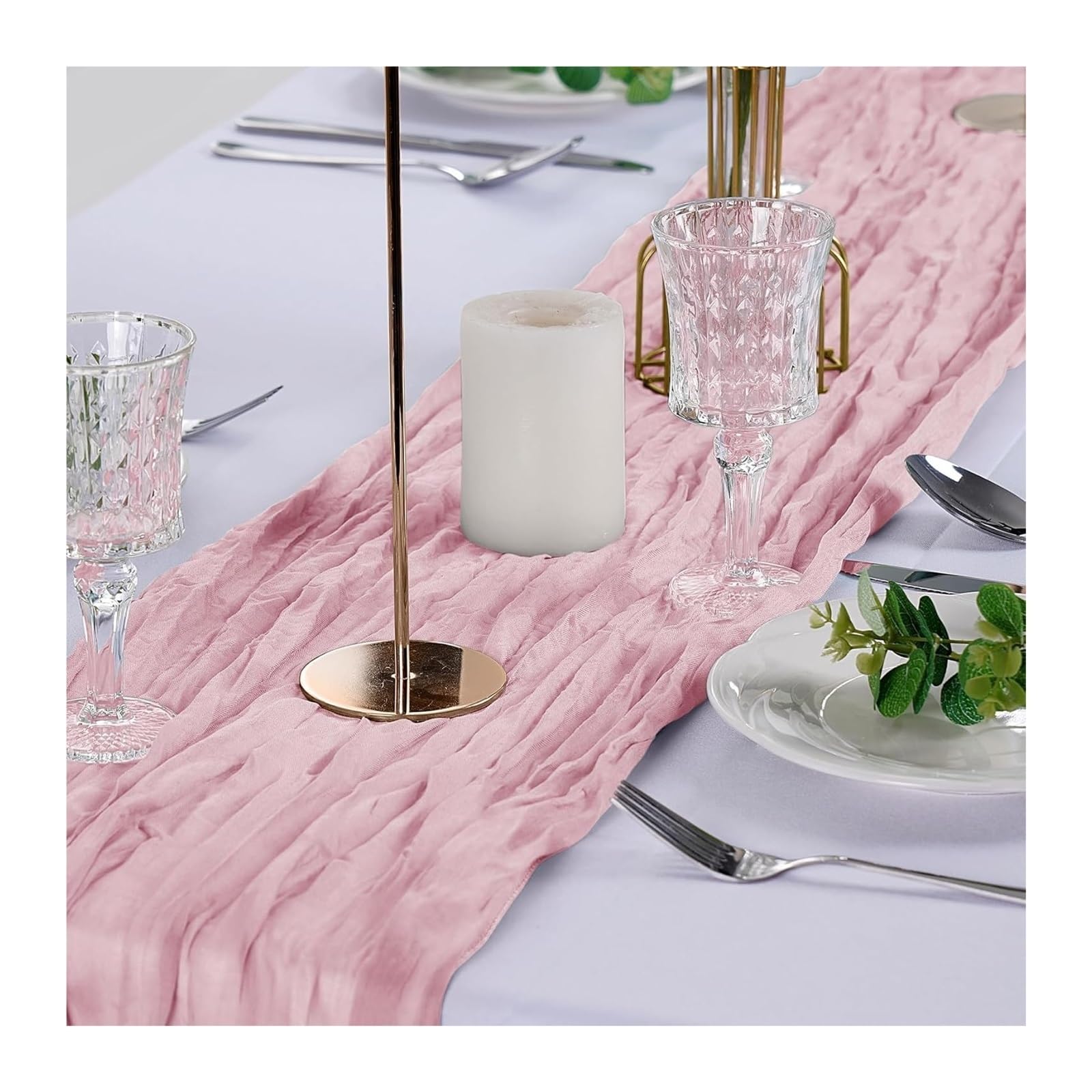 Cheesecloth Table Runner Cheesecloth Table Runner Wedding Vintage Gauze Sheer Decor Dining Party Banquets Arch Overlay Draping Cake(Pink purple,6PCS 50x50cm napkin)