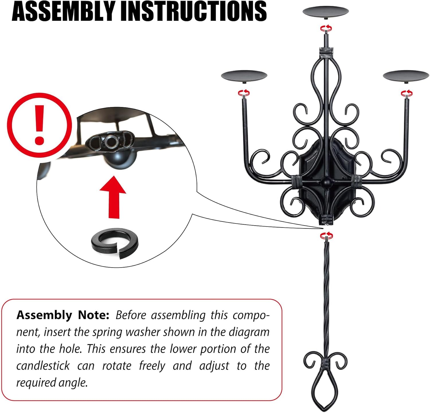 Large Wall Sconce Candle Holder，3 Iron Candelabra,Gothic Victorian Metal Wall Decor，Oversized Wall Candle Sconces，Retro Black Wall Sconces for Home,Living Room, Bathroom, Dining Room，Set of 1