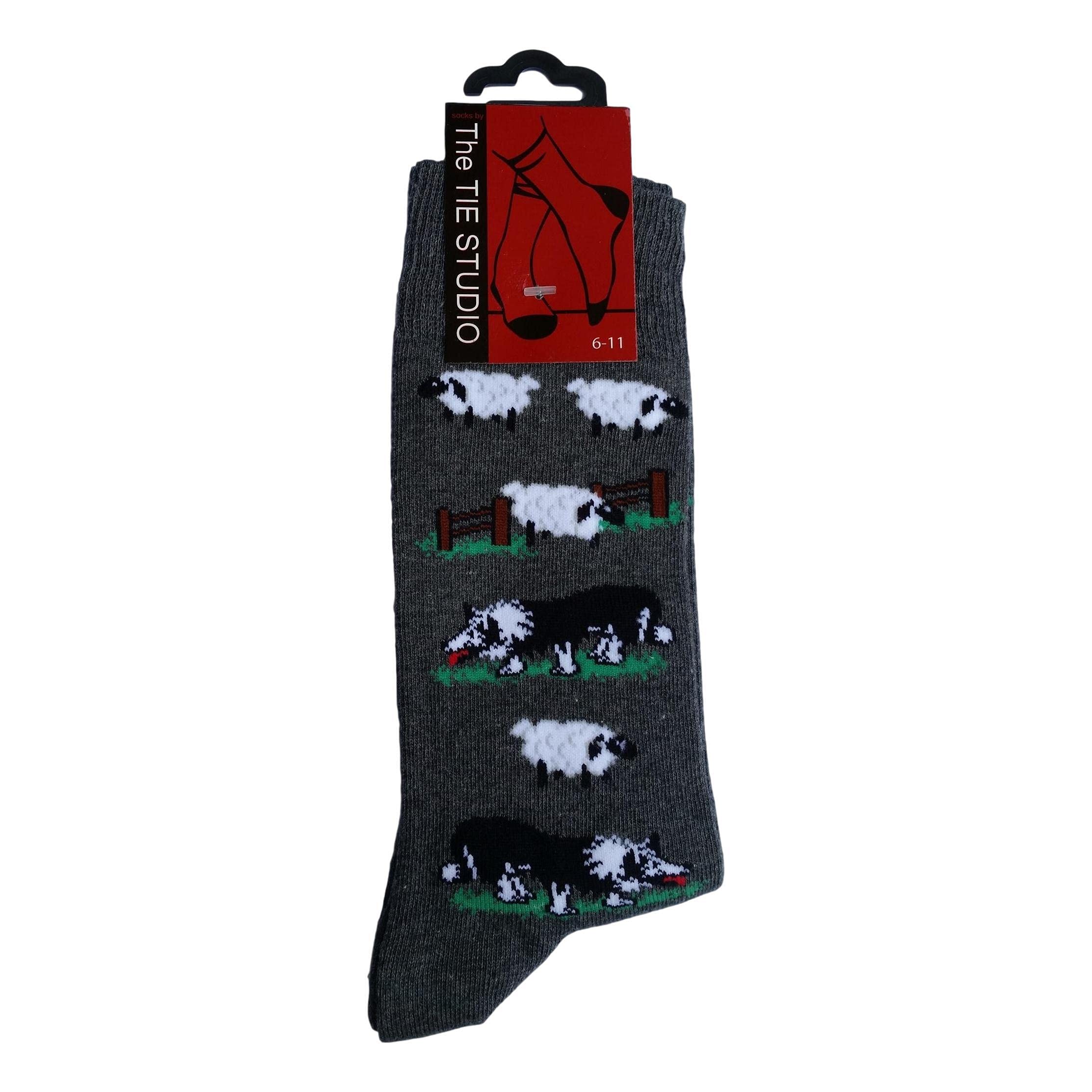 Tie Studio Men's Multicoloured Grey Animal Print Crew Socks, Uk 6-11, Pack Of 6