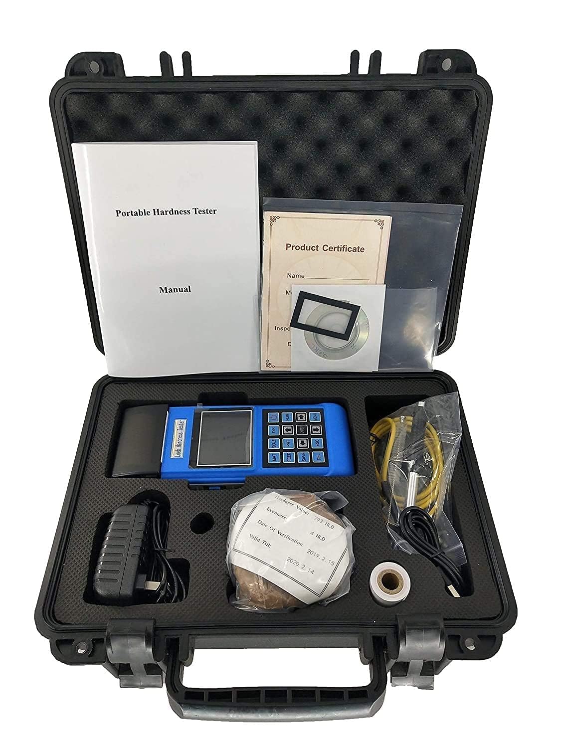 Portable Leeb Hardness Tester for Steel Built in Thermal Printer for Large,Thick,Heavy and Rough Surface Steel with G Type Impact Device G Probe Steel and Cast Steel 47.7~99.9HRB 90~646HB