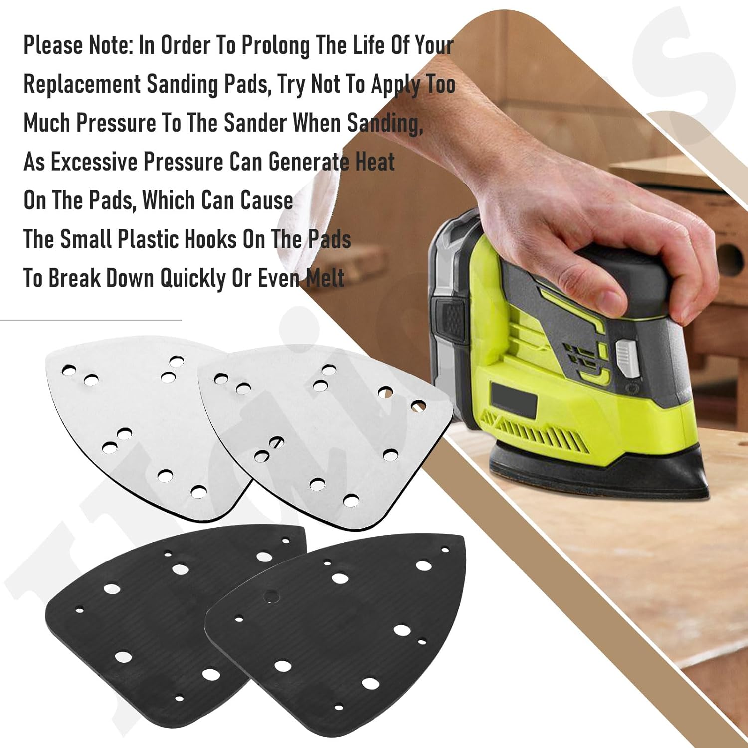 2 Pack 039065005001 Mouse Sander Replacement Pads Compatible with Ryobi Ridgid/Homelite CFS1503K CFS1503 CFS1502 CFS1503G for Ryobi Mouse Sander Replacement Pad