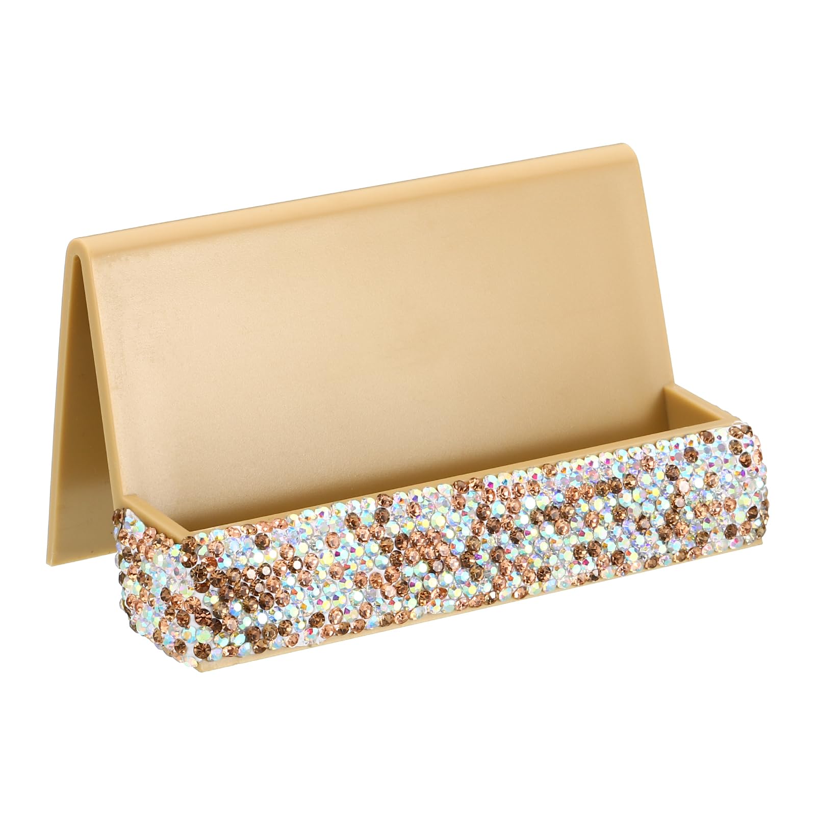 PATIKIL Business Card Holder for Desk Rhinestone Business Card Holders Crystal Card Stand Organizer Cards Display for Office Exhibition Gold Tone