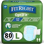 FitRight Ultra Slip d'incontinence adulte, taille moyenne, pour taille 32"-44", boîtier de 80