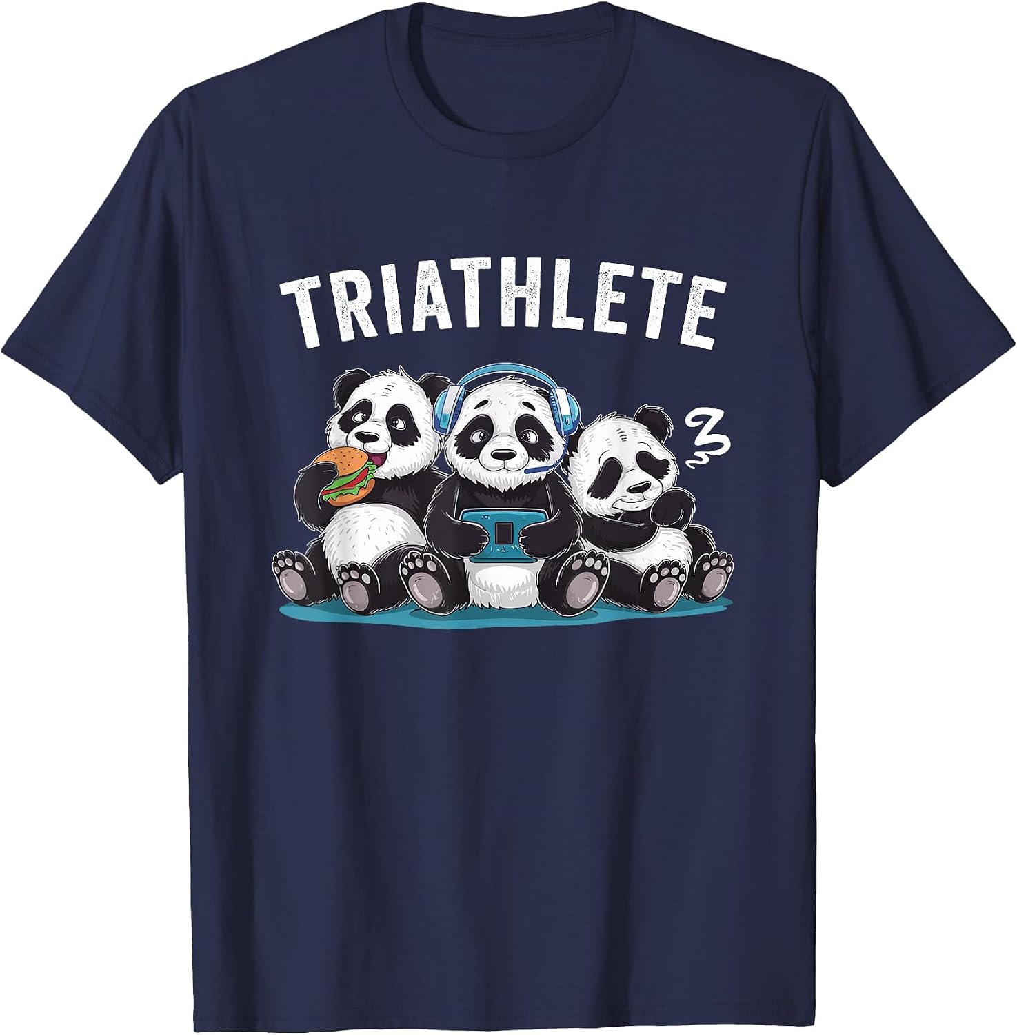 Triathlete Panda Headset Console Nerd Gaming Gadget Gamer T-Shirt image 4