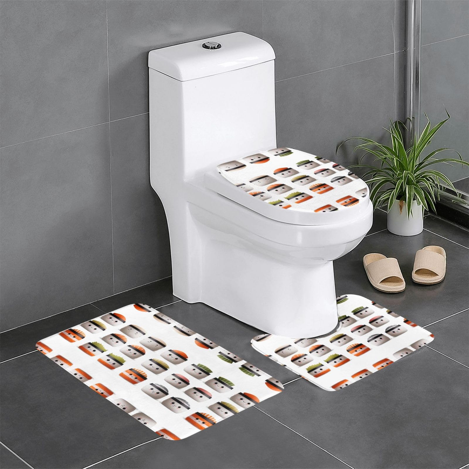 Tapis de salle de bain sushi WHJSSF en lot de 3 imprimés saumon de 61 x 40,6 cm
