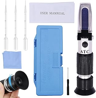 4-in-1 Frostschutz Refraktometer, Propylenglykol, Frostschutzprüfer, Gefrierpunkt von Kühlwasser Scheibenwasser Adblue Batteriesäure, Kühlmitteltester Refraktometer für Ethylenglykol