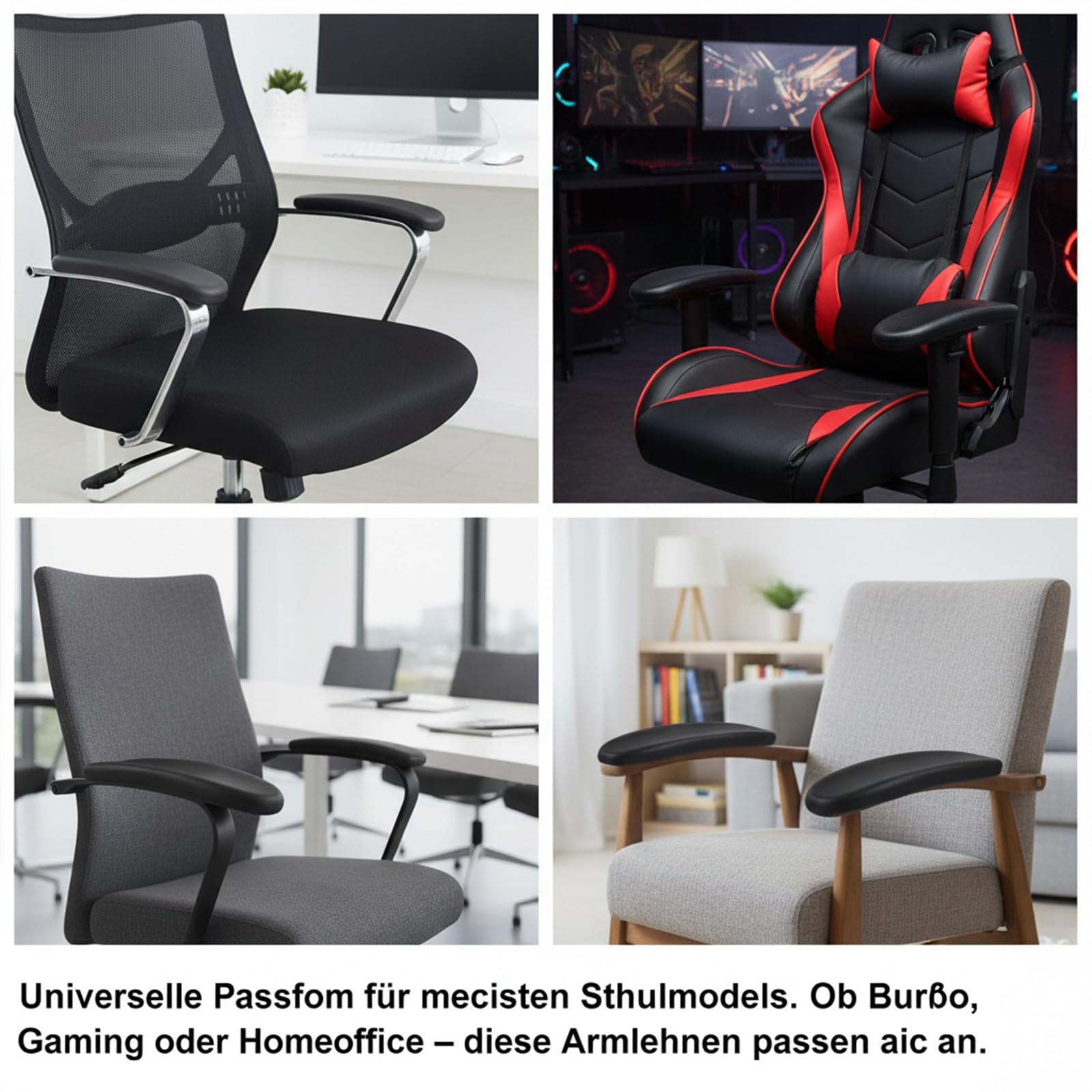 1para Wymienne Podłokietniki Do Krzesła Biurowego Uniwersalne Podkładki Armrest Dla Foteli Gamingowych I Biurowych Miękkie I Komfortowe Dla Wszystkich Użytkowników
