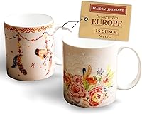Vista 114 de Maison d' Hermine Taza de café con asas, tazas de porcelana fina de hueso, paquete de una taza de té para bebidas calientes, capuchino latte