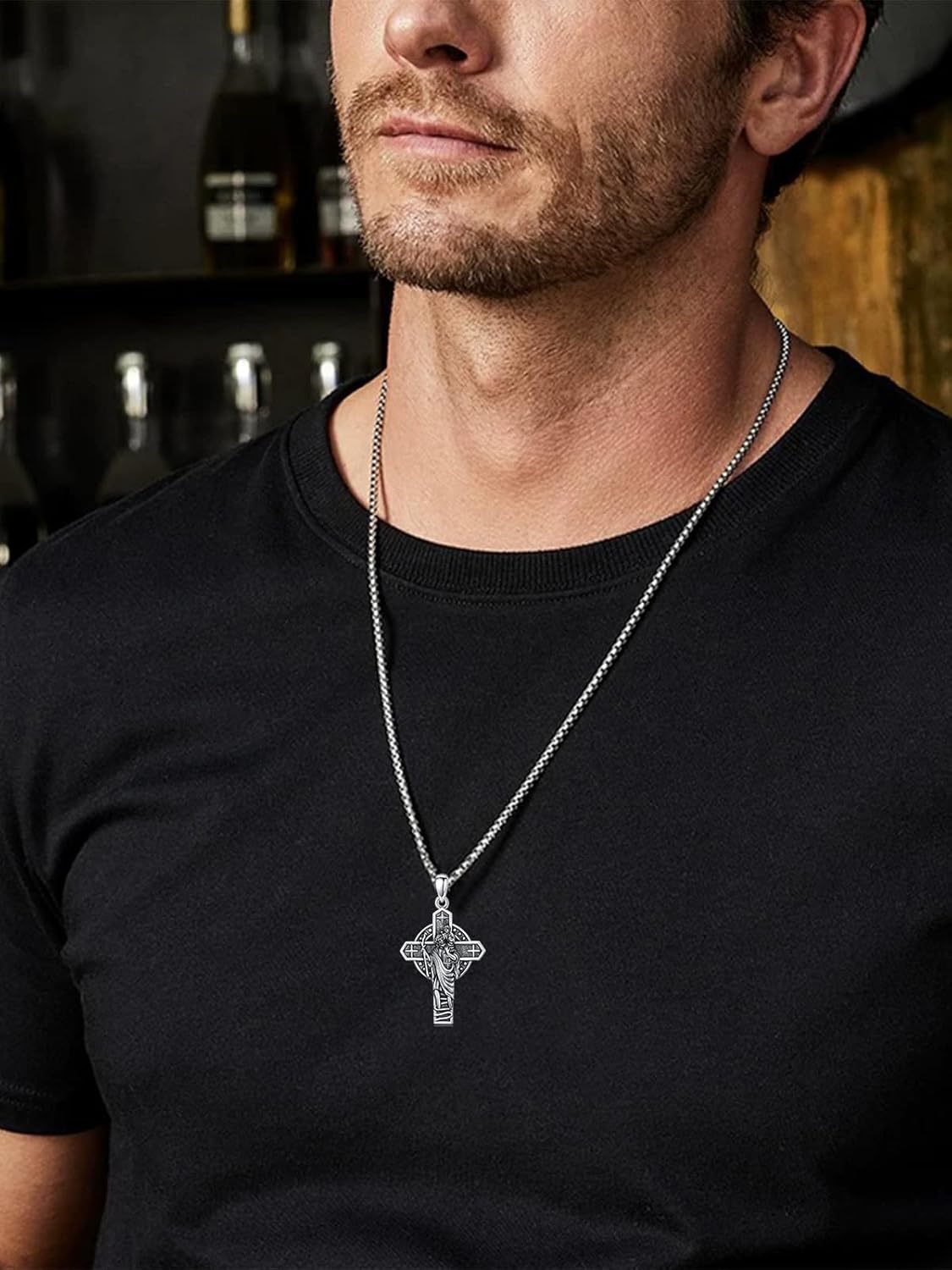 925 Sterling Silver Patron Saint Medals | Amulet Necklace Protection Jewelry for Men with 2.5mm 22"+2" Rolo Chain - Image 5
