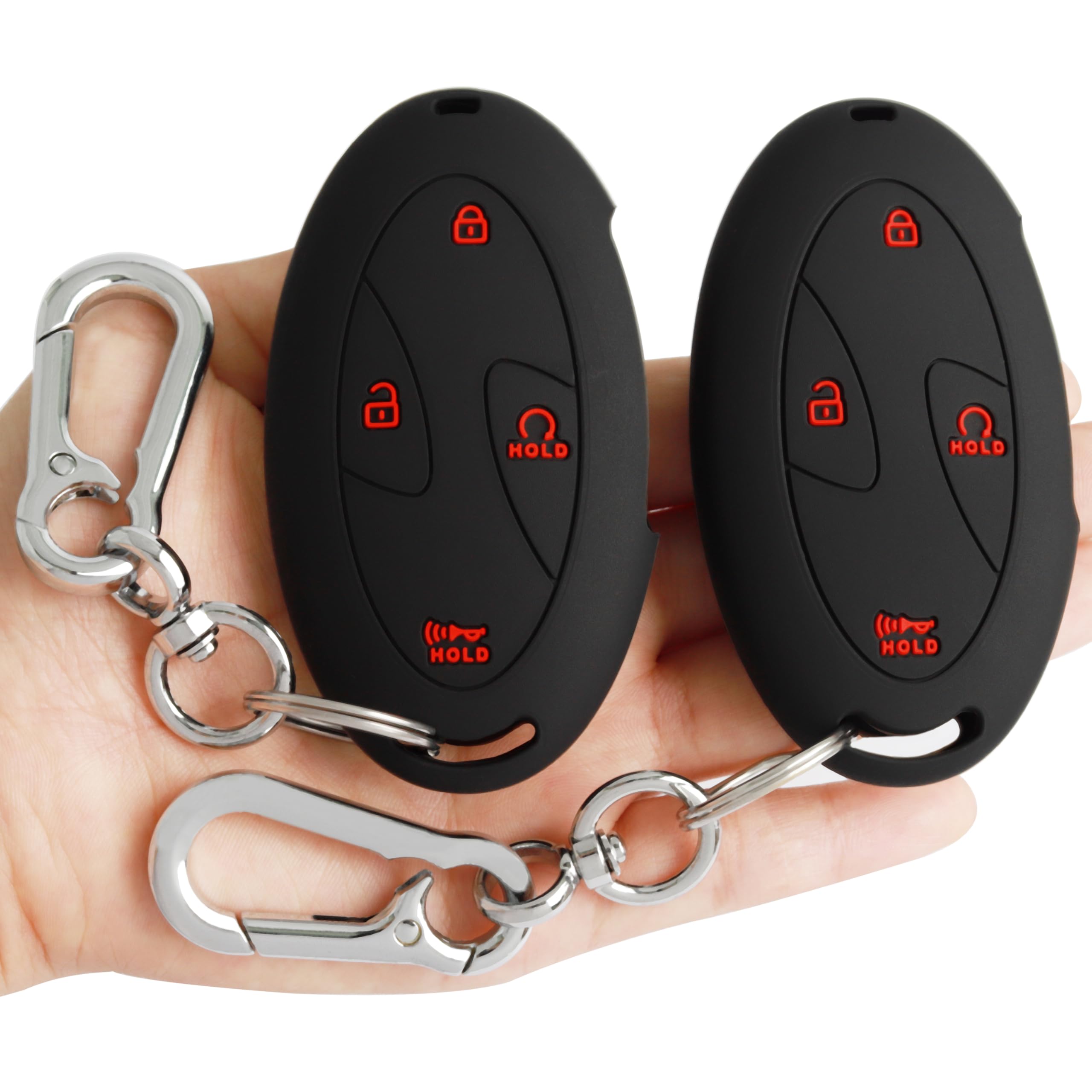 TANDRIVE Key Fob Cover for Hyundai 2026 2025 2024 Tucson Elantra Santa Fe Kona Sonata IONIQ, 4 5 7-Button, Silicone, 2-Pack, Red Button, Black