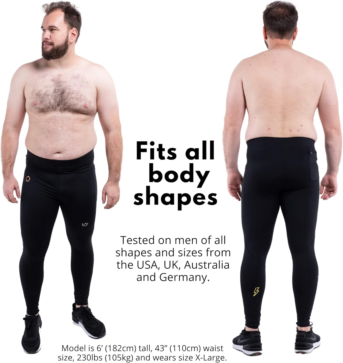 Kapow Meggings Performance Pro Range - Mens Compression Leggings with Pockets for Athletic Workout Performance