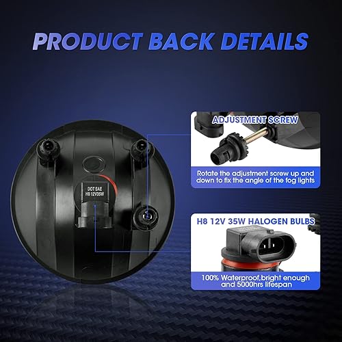 Miniatura 5 de Luces antiniebla de conducción para 2007-2013 GMC Sierra 1500 2007-2014 GMC Sierra 2500 3500HD lente de humo con H8 12V 35W bombillas halógenas