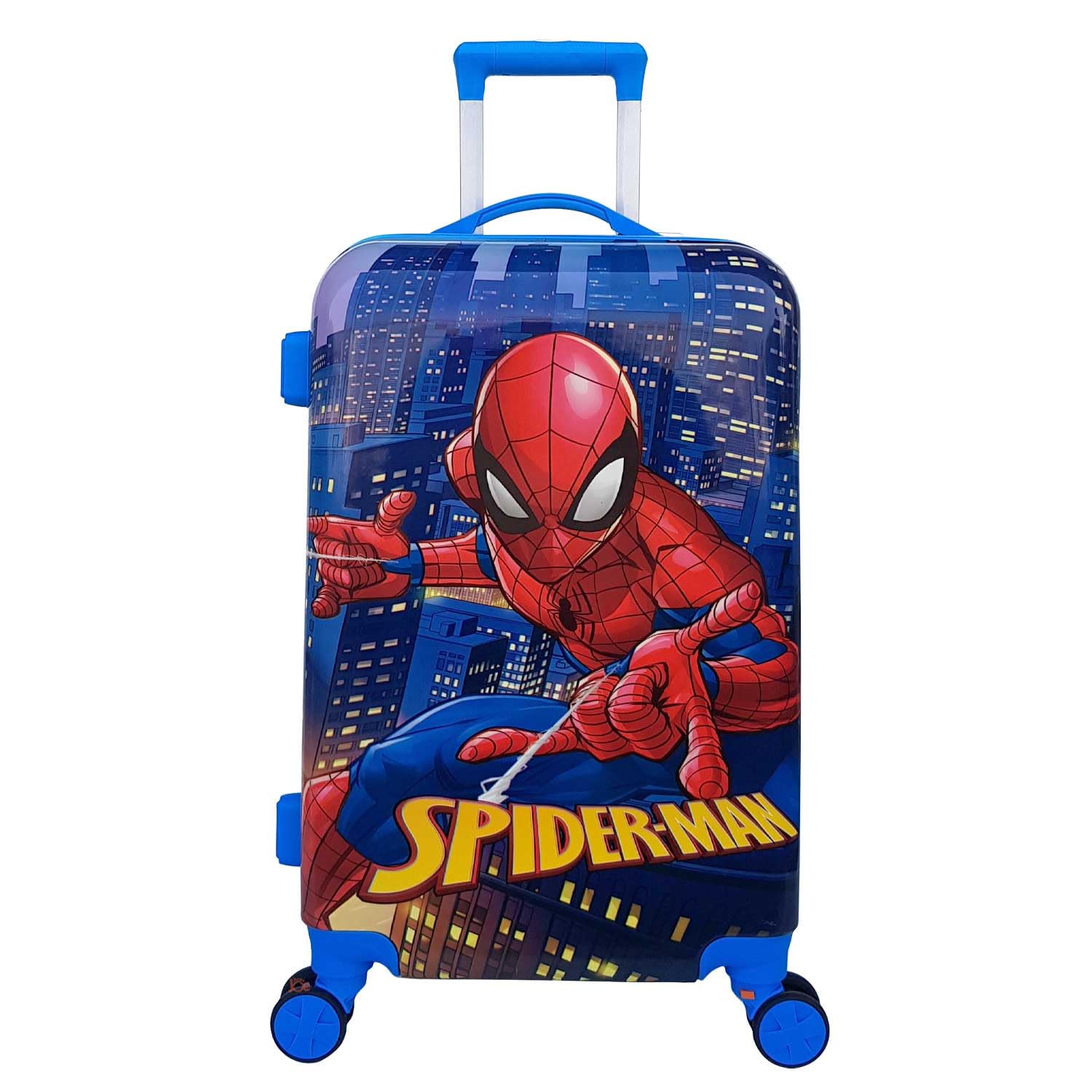 Polycarbonate 8 Wheels 360 Degree Kids Carry On Luggage Hardside Rolling Suitcase 24 Inches Travel Trolley Bag (Design-7), Blue