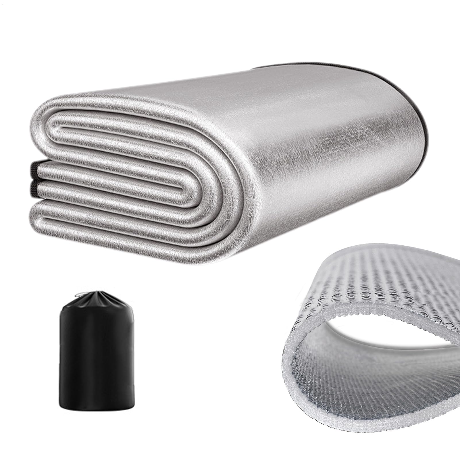 Esterilla de camping de aluminio, PVC, alfombra para dormir al aire libre, láminas de aluminio aislante, esteras térmicas impermeables de espuma para el suelo, plegables, para exteriores, camping en