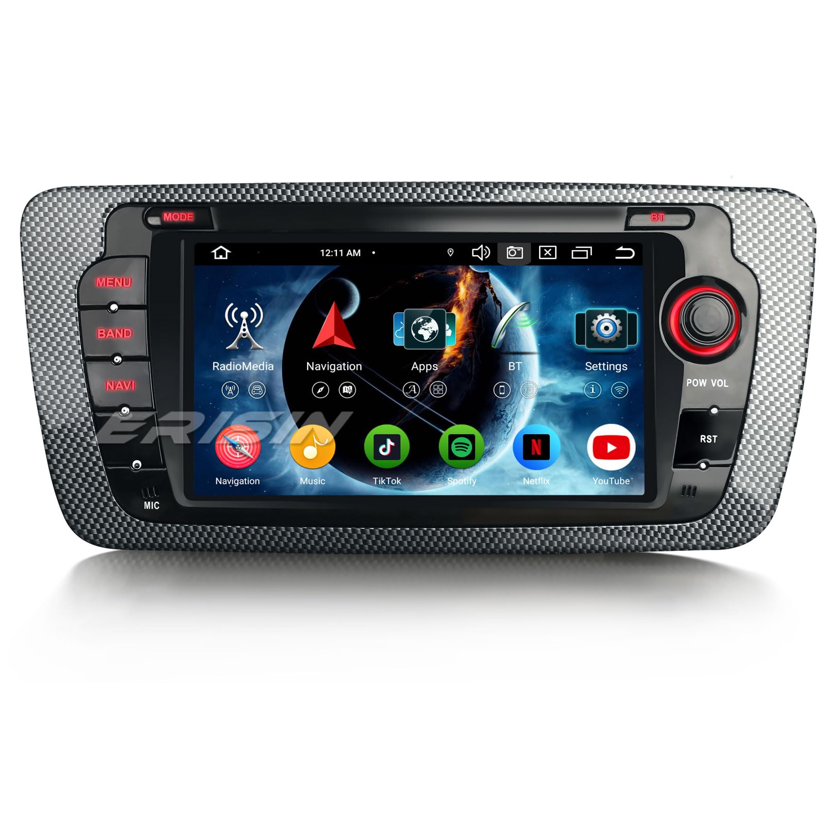 Erisin Android 14 8-Kern 4GB+64GB Autoradio GPS Navi für SEAT Ibiza 2009-2013 7 Zoll IPS Touchscreen Unterstützt Kabelloses CarPlay Android Auto DAB+ WiFi 4G Bluetooth 5.0 Canbus DSP USB OBD2 Radio