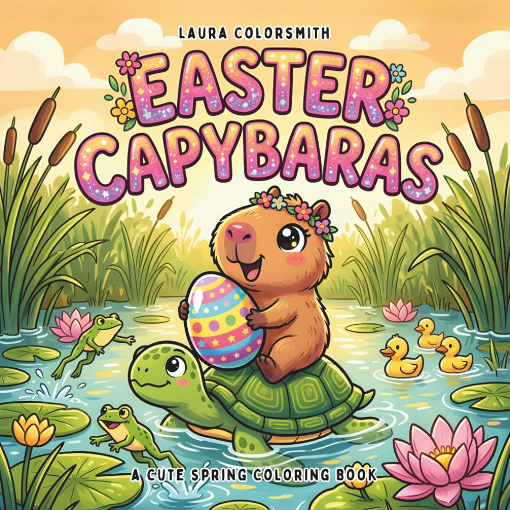 Easter Capybaras - A Cute Spring Coloring Book: Cute and Relaxing Springtime Coloring Pages with Capybaras, Eggs, Chicks, and Easter Fun for All Ages (Coloring Book for Easter)
