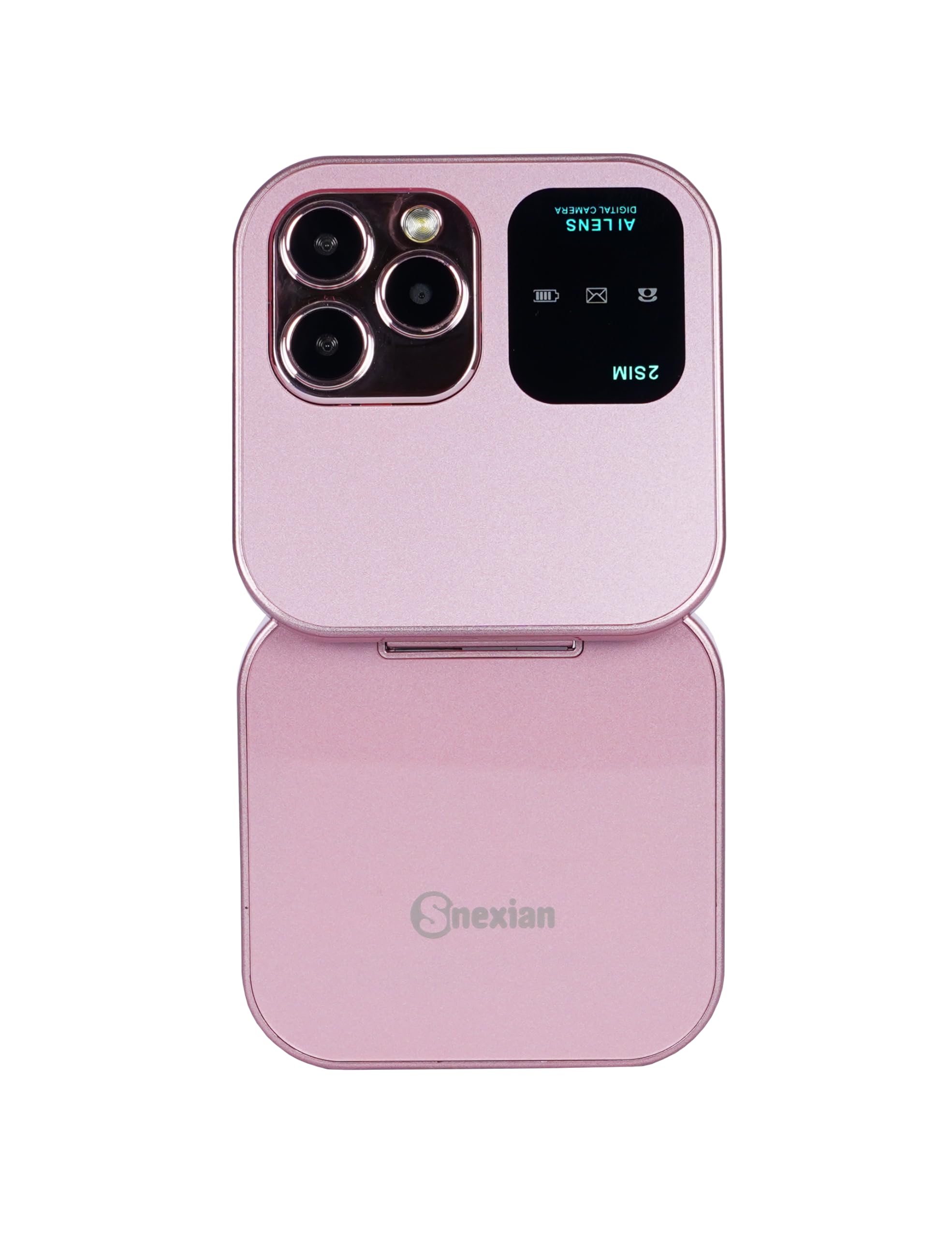 Snexian All-New Rock X Flip Dual Sim |Keypad Mobile| with 1.8" Display |Flip|Fold| Call & SMS Indicator|Crystal Back Panel |BT Dialer|Voice Changer |Long Lasting Battery|FM|Camera|Feature Phone| Pink
