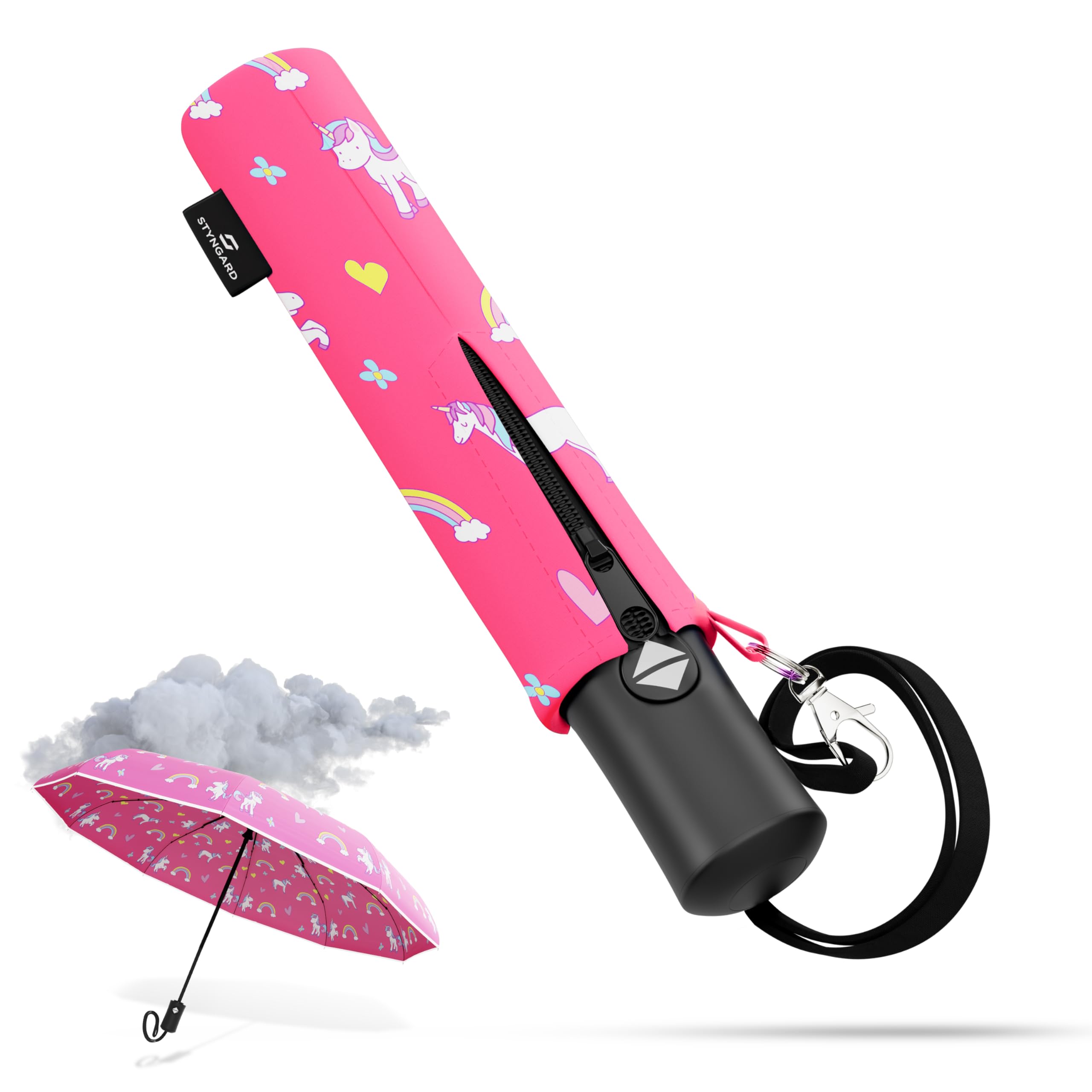 STYNGARD Regenschirm automatik Kinder mit Sicherheitsreflektoren - Kinder Regenschirm Mädchen/Junge - Automatik Kinderschirm Schulranzen Modell - ROTTERDAM