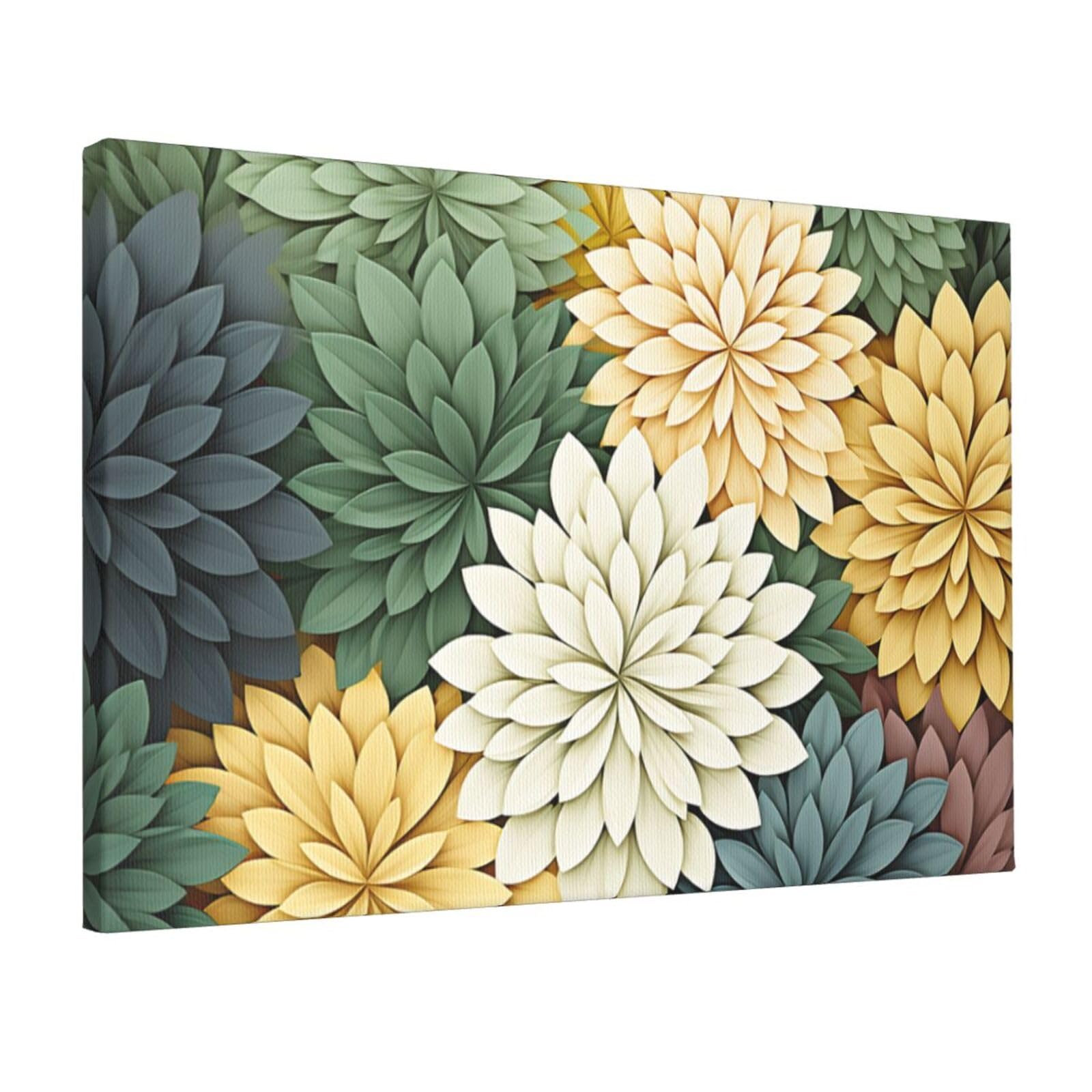 Canvas Wall Art for Living Room Wall Decor 12"x18" Modern Artwork Painting Pictures Hanging Canvas Prints Petals Garden Leaves Aesthetic Wall Art for Bedroom Bathroom Office Wallart Decor
