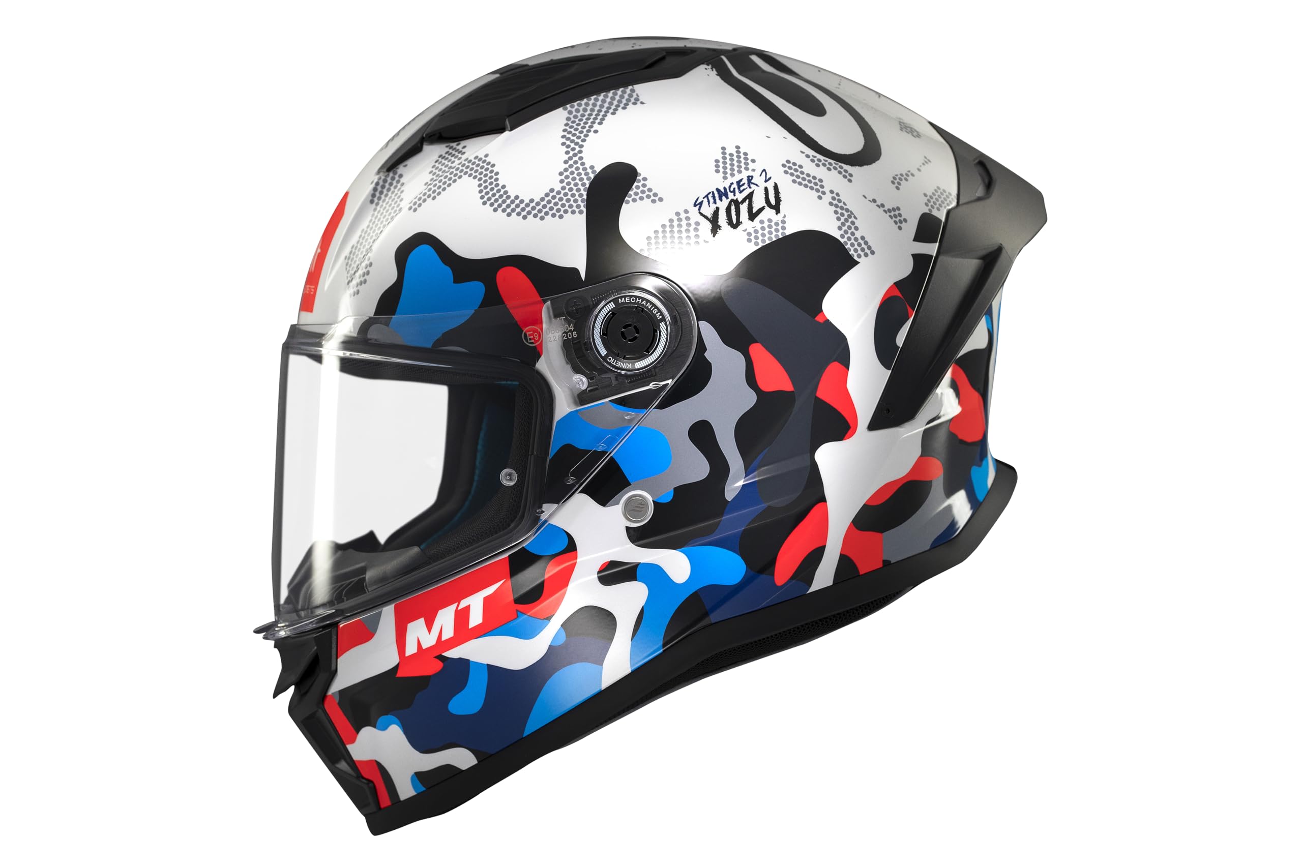 MT Helmets Stinger 2 – Casco Moto Integral Deportivo con Pantalla Antivaho Compatible con Pinlock, Visor Solar Full Vision, Interior Lavable y Calota HIRP | Homologado ECE 22.06 & DOT
