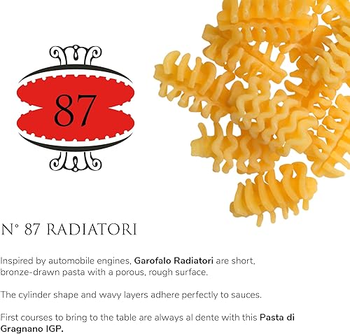 Vista 3 de Garofalo - Pasta premium de sémola de trigo duro Radiatori hecha en Italia, estirada en bronce, Al-Dente, pasta de un ingrediente (paquete de 4)