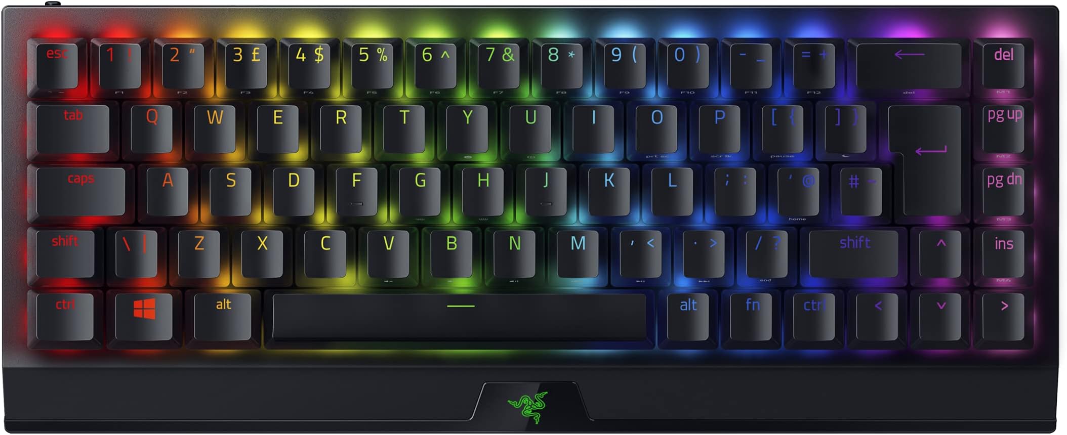 Razer BlackWidow V3 Mini HyperSpeed (Yellow Switch) - Wireless 65% Mechanical Gaming Keyboard (Silent Mechanical Switches, Bluetooth, USB-C, Stealth Pudding Keycaps) UK Layout | Black