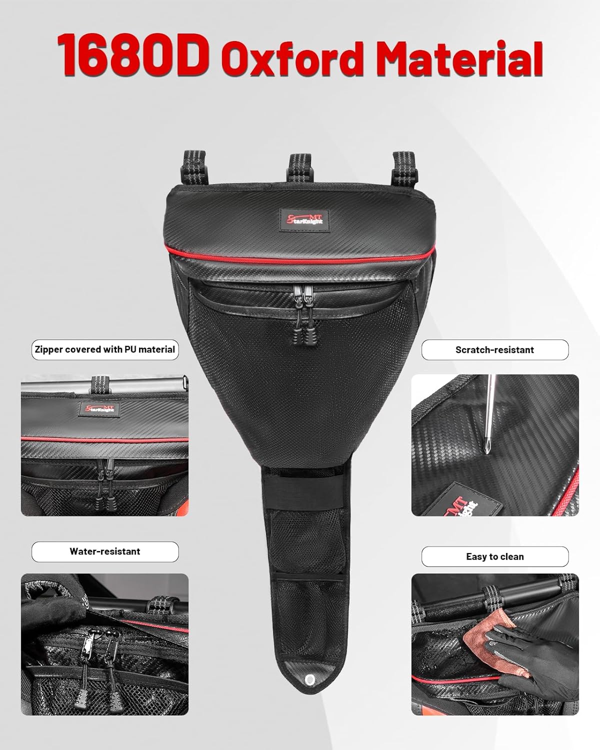 StarknightMT 2024-2026 RZR XP 1000 Center Storage Bag 10L with Cup Holders Dustproof Waterproof Compatible with 2024-2026 Polaris RZR XP 1000/ RZR XP 4 1000 Accessories 1680D UTV Back Seat Storage Bag