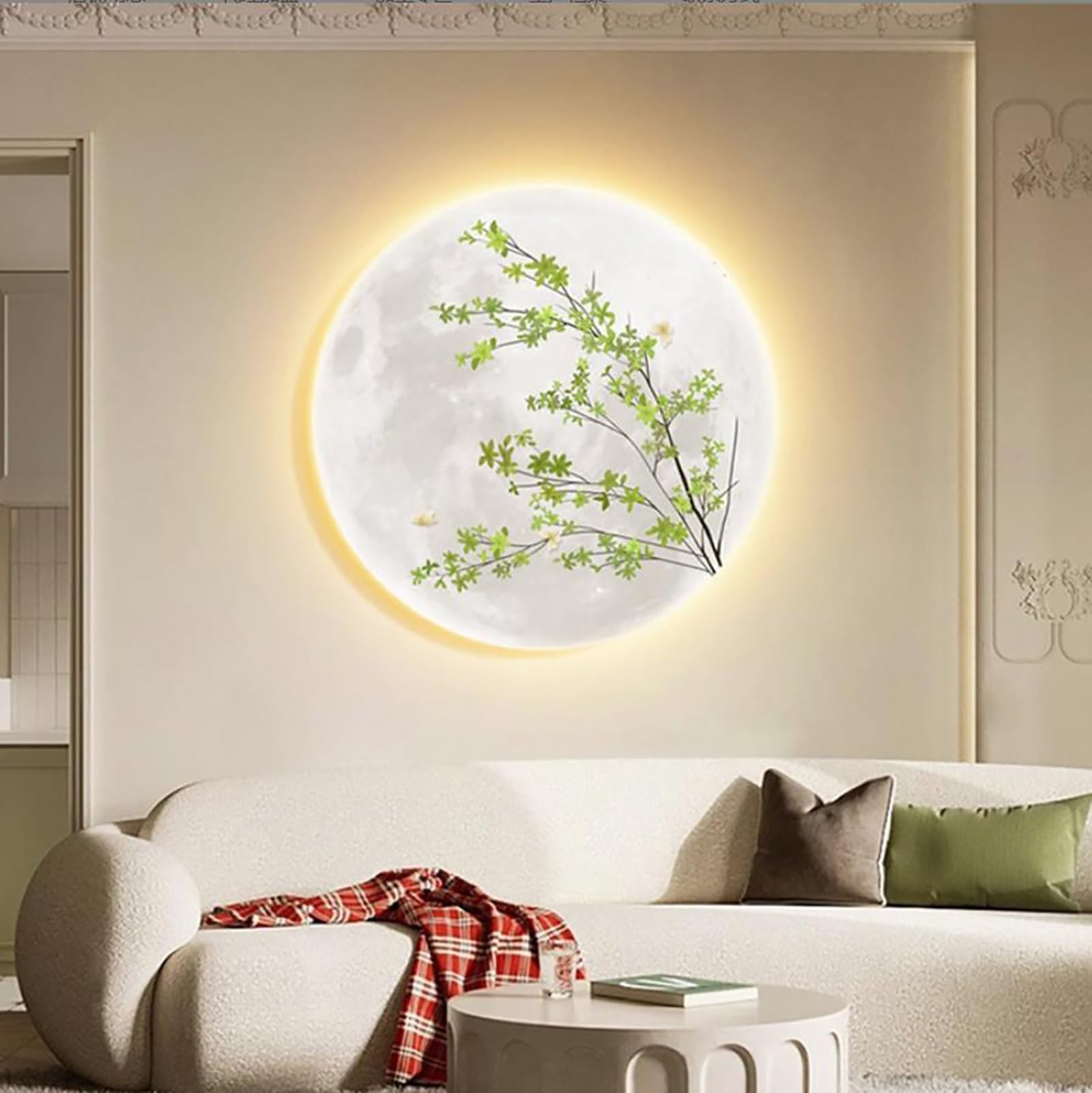 Applique da parete Moon moderna lampada con telecomando Lampada da Parete con interruttore a spina e cavo Modalità luce notturna Luce notturna Moon Lampada a Muro Rotonda per Interni Moderna ( Color :