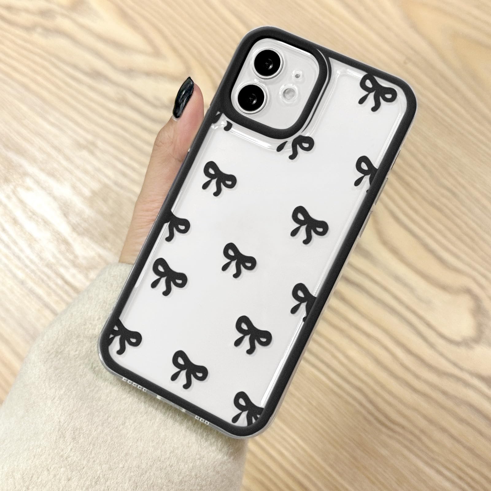 EYZUTAK Case for iPhone 11, Clear Cute Ribbon Bowknot Pattern Aesthetic Transparent Phone Case Raised Camera Protection Stylish Slim Soft Durable TPU