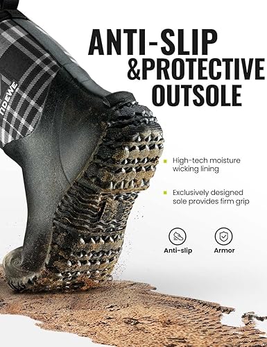 Miniatura 3 de TIDEWE Botas de goma para mujer, botas de lluvia aisladas de neopreno de 0.217 in con vástago de acero, botas de caza impermeables de media