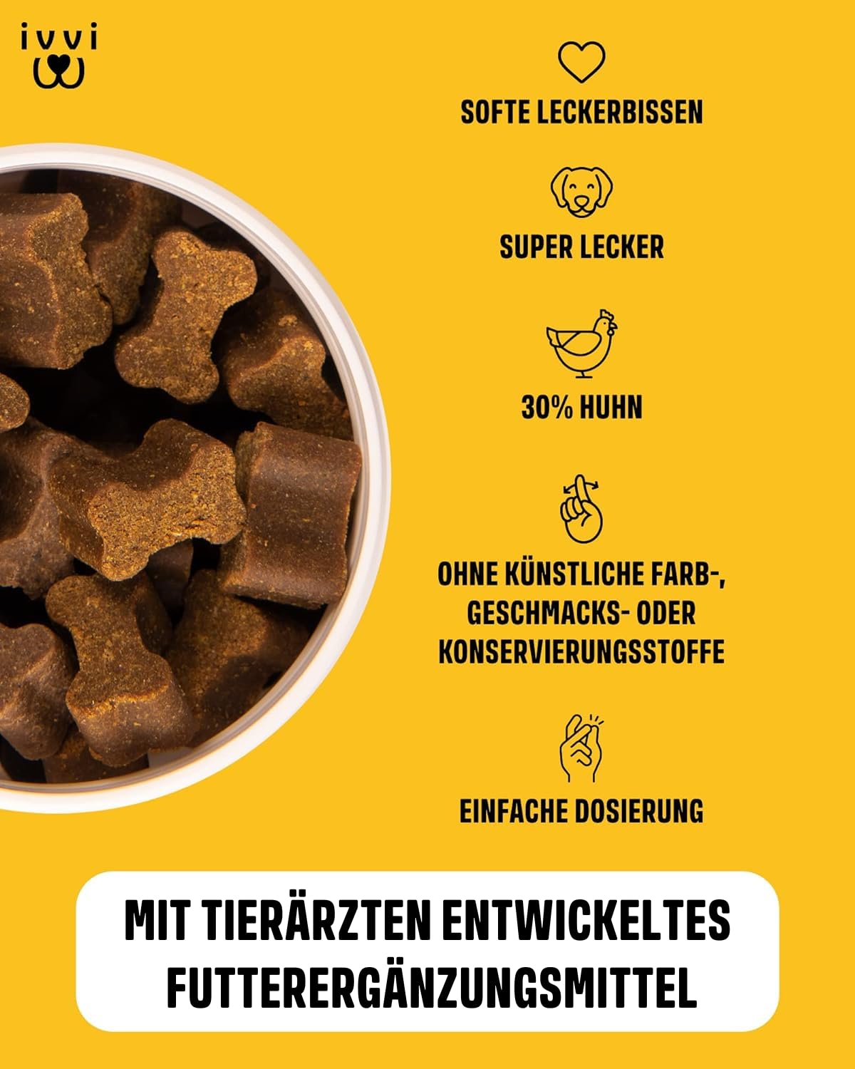 ivvi Hip & Joint tabletki na stawy dla psów z glukozaminą, chondroityną i MSM – 60 przekąsek (270 g)