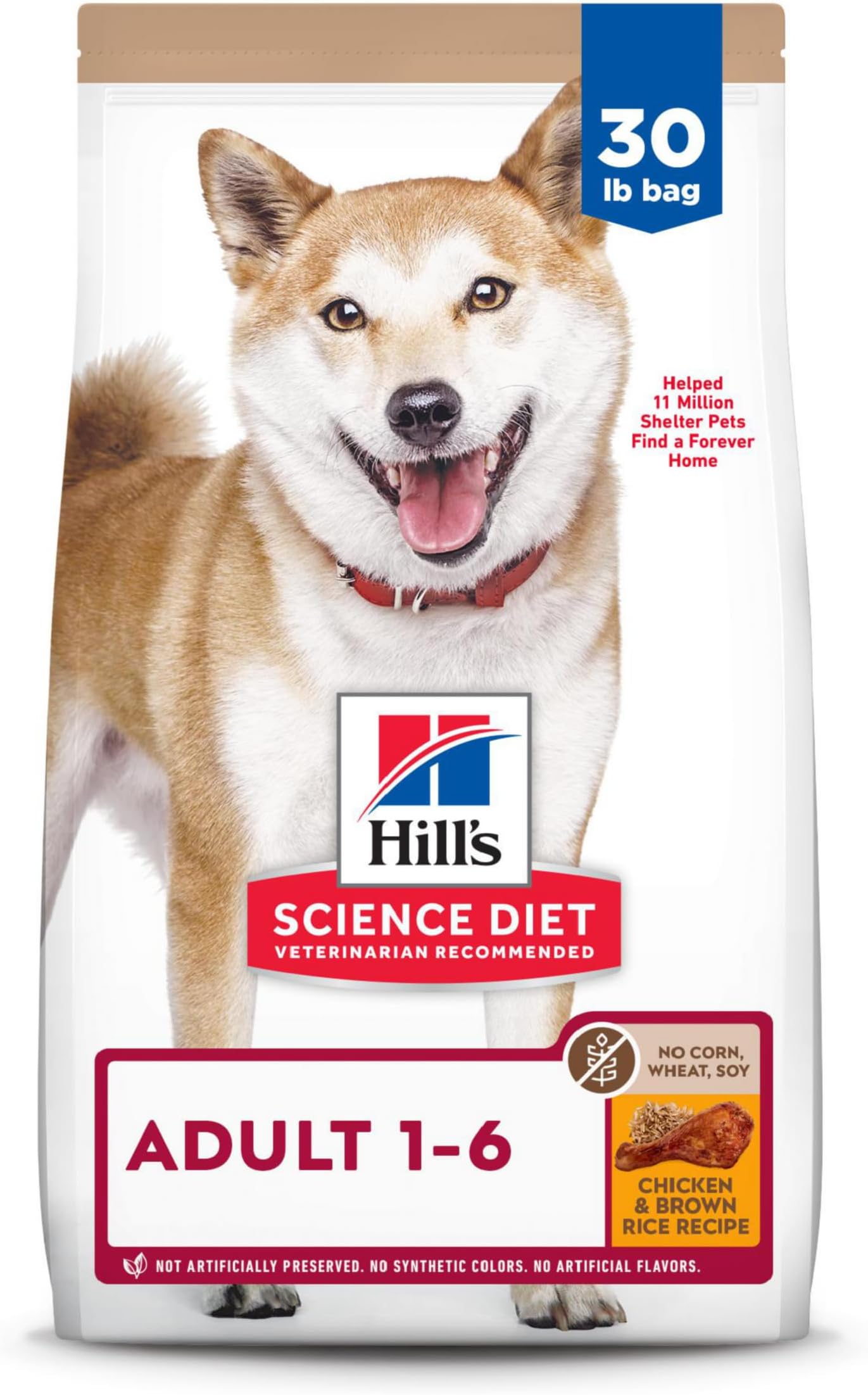 Adult 1-6 No Corn, Wheat or Soy Dry Dog Food | #1 Veterinarian Recommended, Chicken Recipe, 30 lb. Bag