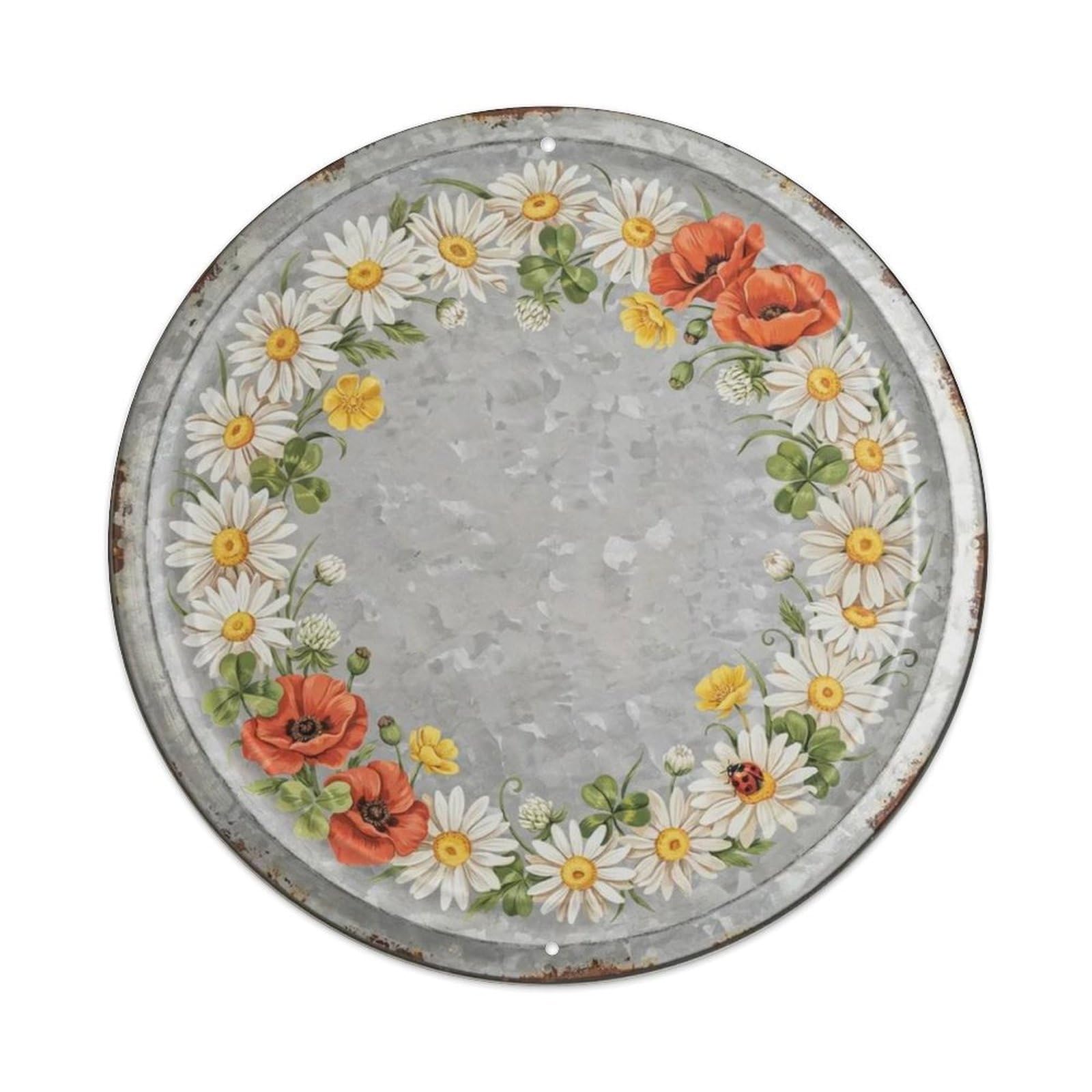 Meadow Round Plant Sign Metal Tin Sign Plaque