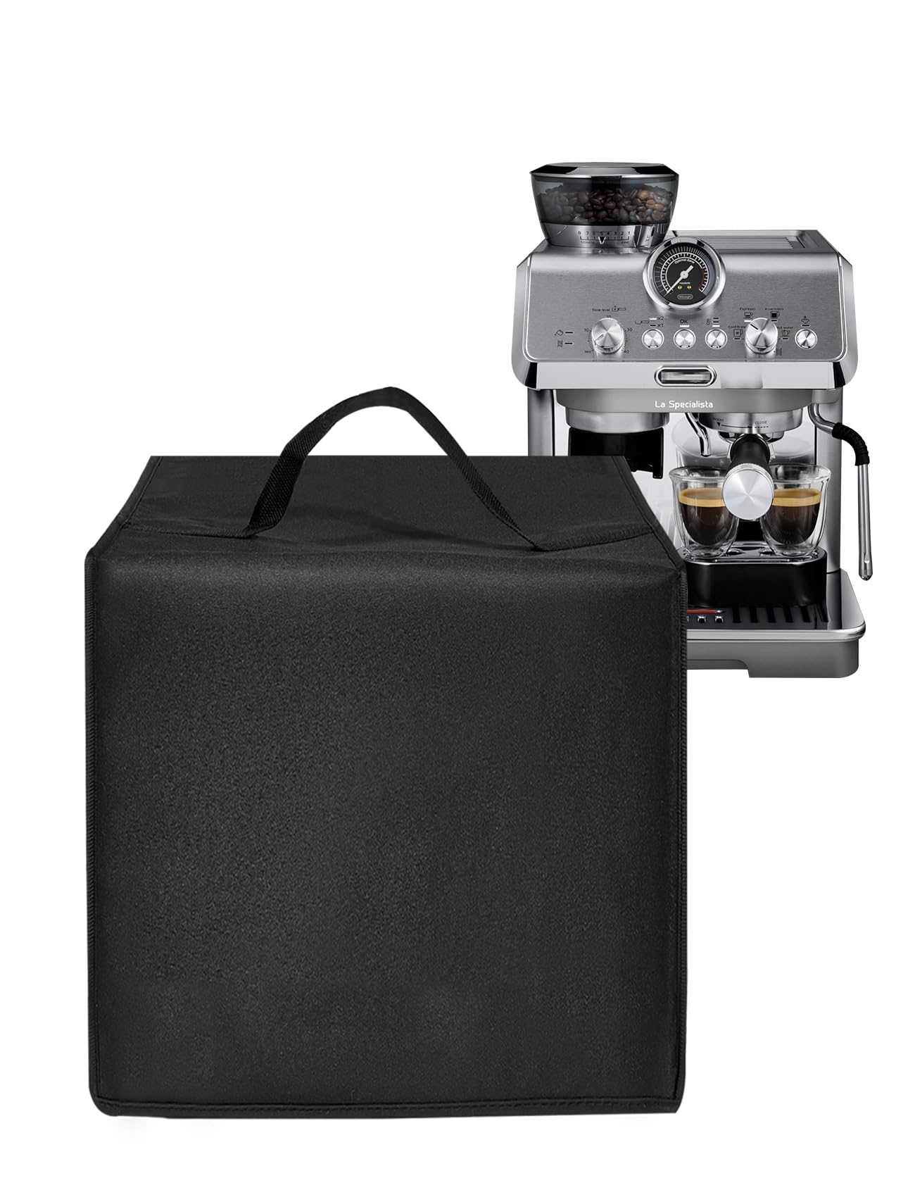 Espresso Machine Dust Cover Heavy Duty Waterproof Nylon Case for De'Longhi La Specialista Arte Evo Espresso Machine EC9255M Coffee Maker (Black)