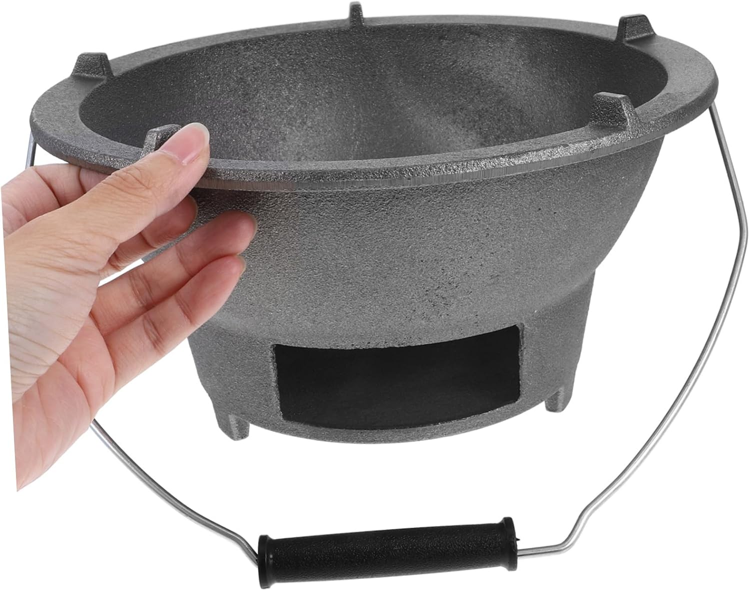 SUPVOX Portable Cast Iron Charcoal Grill Stove for Outdoor BBQ Heavy Duty Tabletop Design for Camping and Backyard Parties Compatible Charcoal and Wood