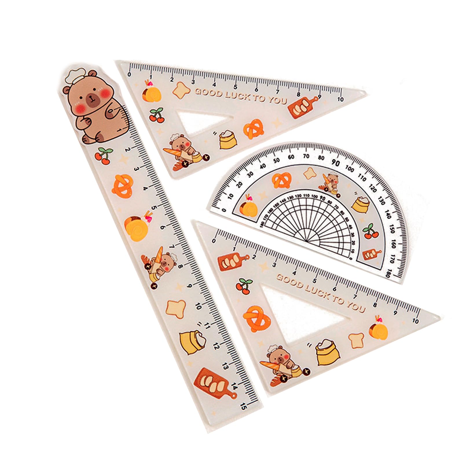 sanyuexiaozai カピバラ定規4点セット定規正三角定規直角三角定規分度器