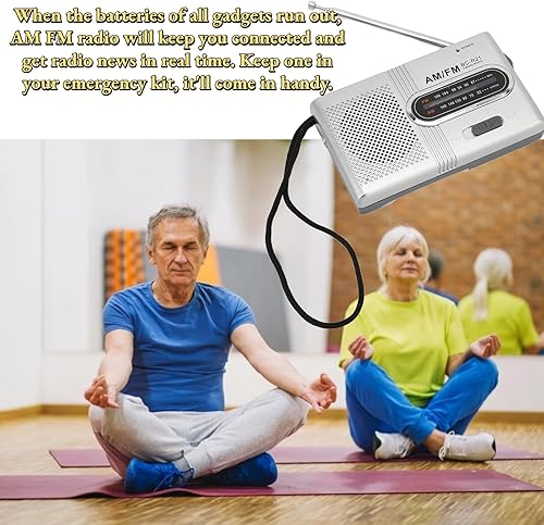 Miniatura 4 de Naroote Grabadora portátil Radios portátiles AM FM, altavoz de 5 W, radio de bolsillo de mano Radio de emergencia con conector para auriculares,