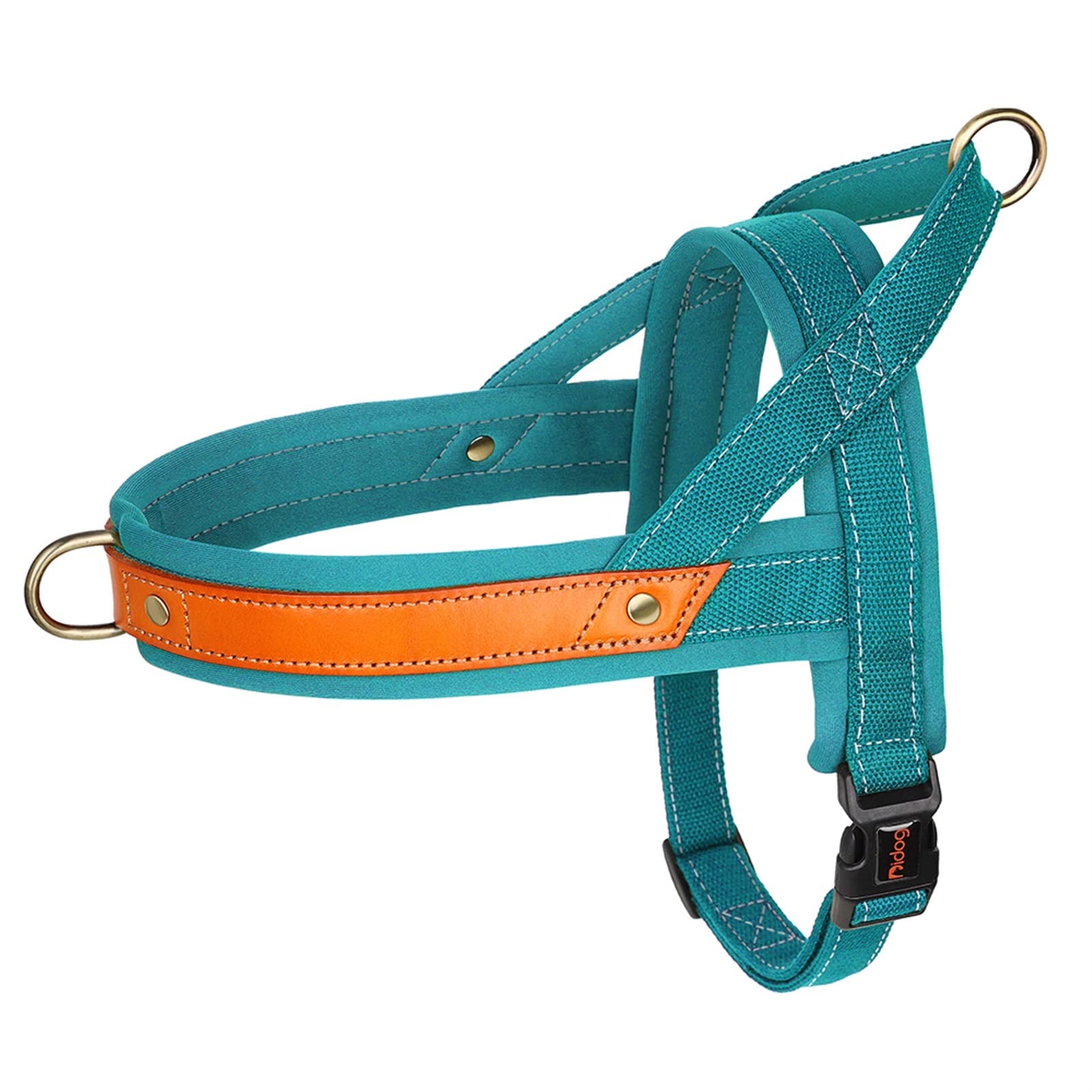 REYNEM Nylon Dog Collar Harness Leash Set No Pull Leather Puppy Dog Harness Pet Vest Strap For Small Medium Large Dogs French Bulldog (Color : Blue Harness, Size : S) โ image 1