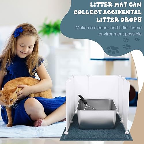 Miniatura 6 de Pinkunn Juego de 2 cajas de arena grandes de acero inoxidable, incluye 2 cucharas de arena para gatos, 12 protectores contra salpicaduras y 2