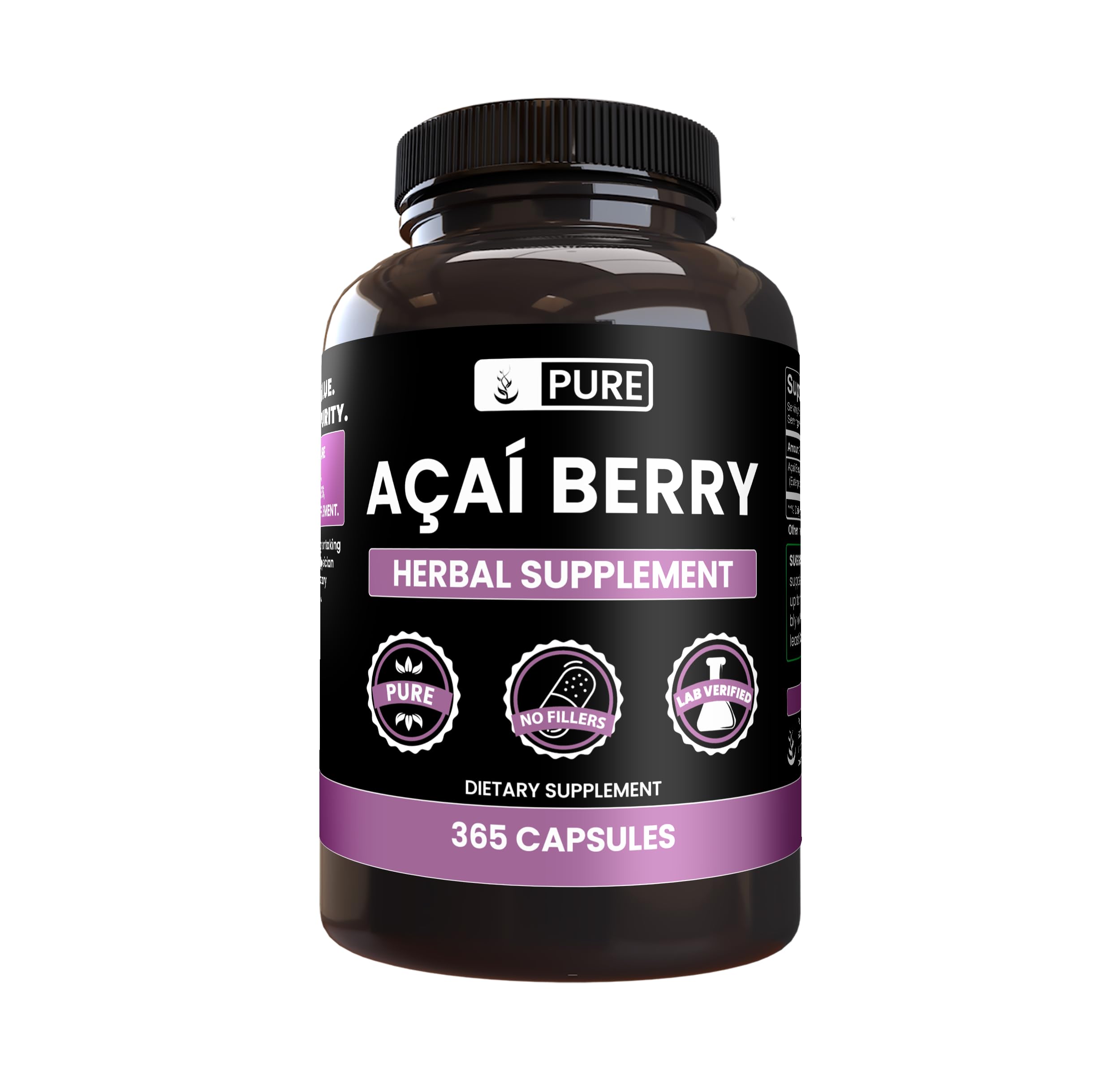 Pure Original Ingredients, Acai Berry Extract, 365 Capsules 365 Count (Pack of 1)