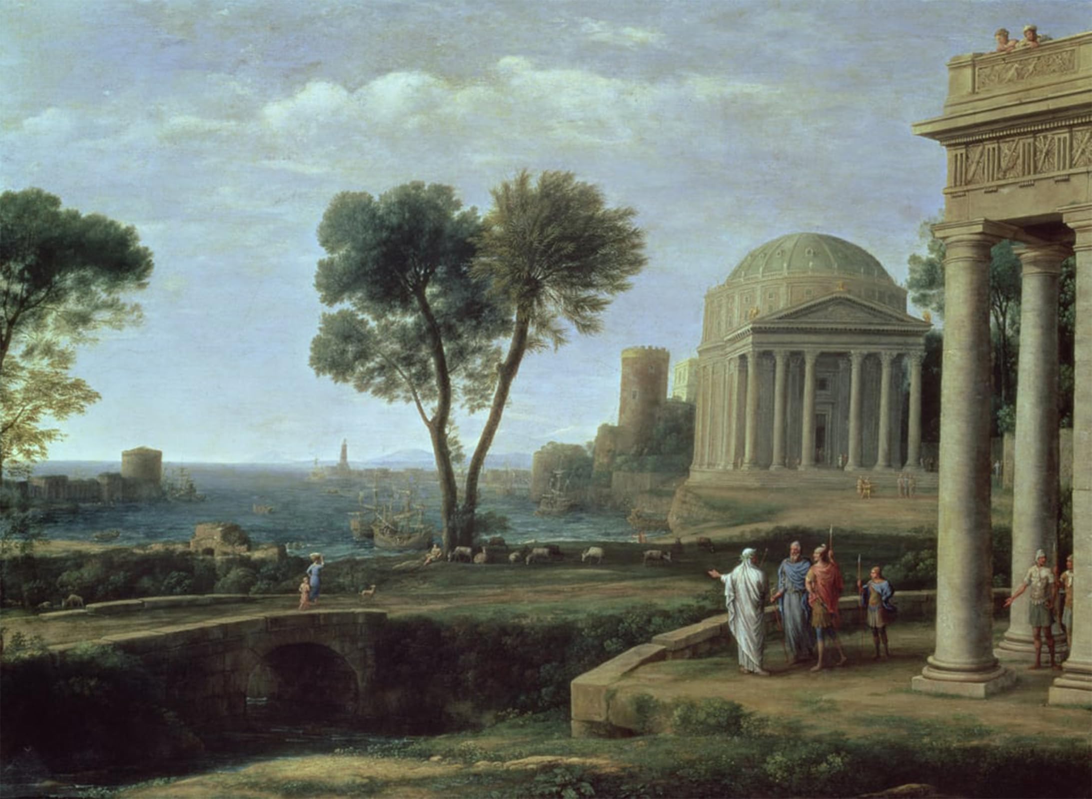 POSTERIIk Famous Modern Artwork Art Mural Landscape with Aeneas At Delos by Claude Lorrain Oil Paintings Pictures for Home Decor 60x90cm